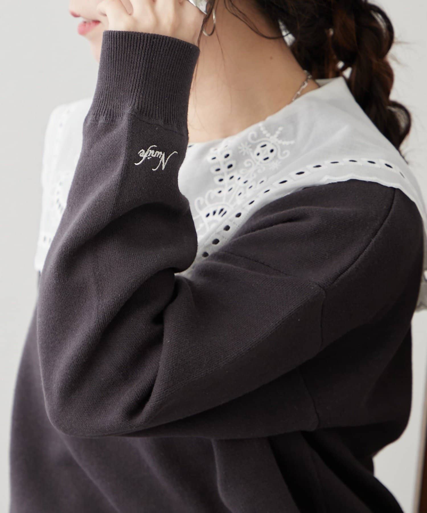 NICE CLAUP / OLIVE des OLIVE OUTLET(ナイスクラップ  / オリーブ デ オリーブ アウトレット) 【NUNIFE】スウェットライクプルオーバー