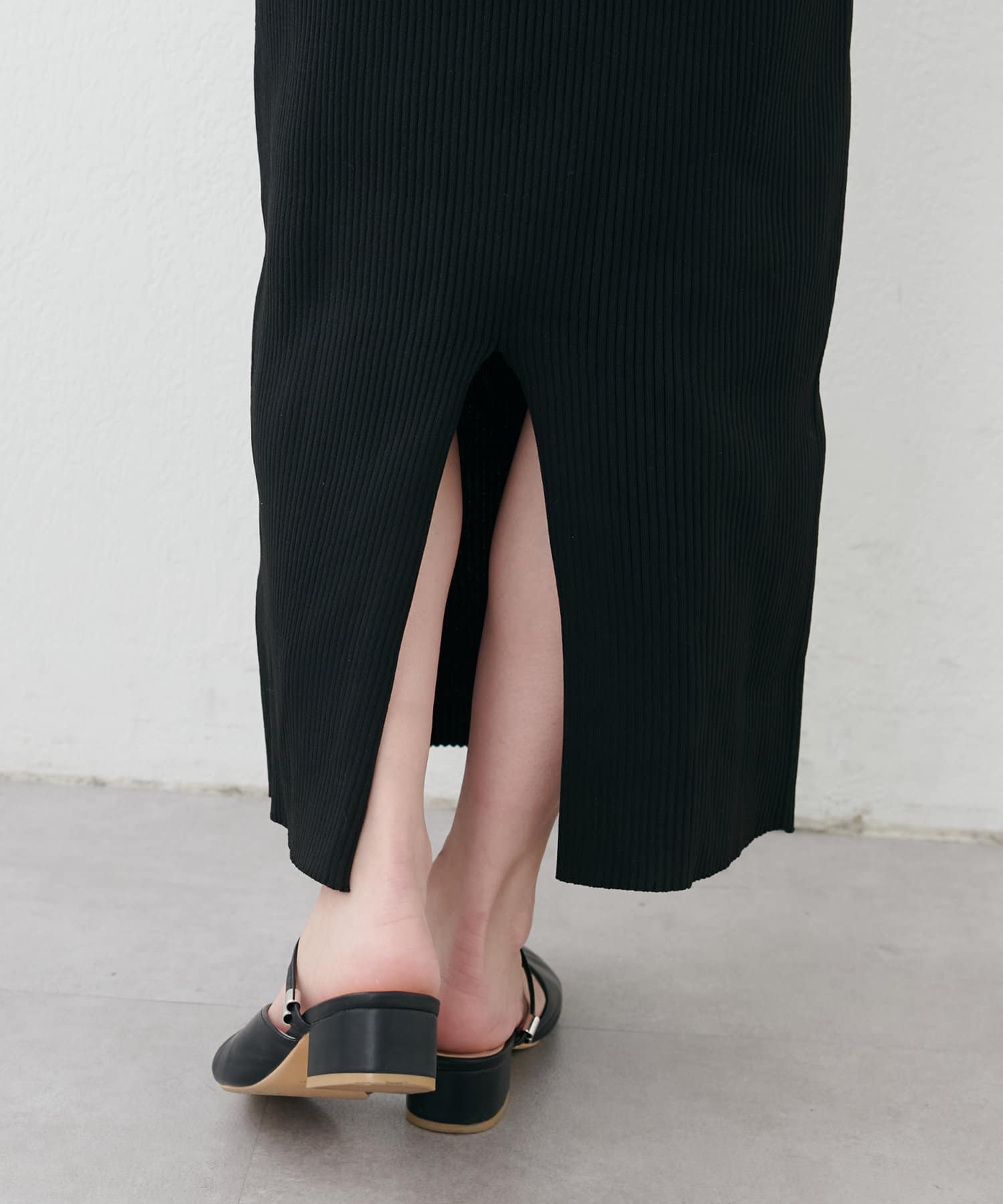 natural couture(ナチュラルクチュール) Web限定 /【プチナチュ】スリット入り細リブニットタイトスカート