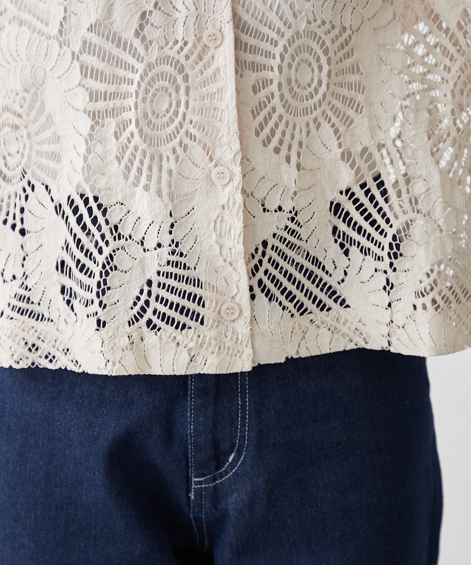 Remind me and forever(リマインドミーアンドフォーエバー) 【春夏トレンドキーワード/lace】ショート丈レースシャツ