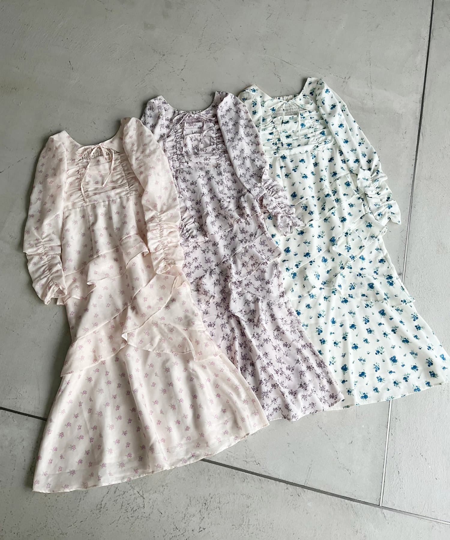 one after another NICE CLAUP(ワンアフターアナザー ナイスクラップ) 【推し活collection】シャーリングリボンワンピース