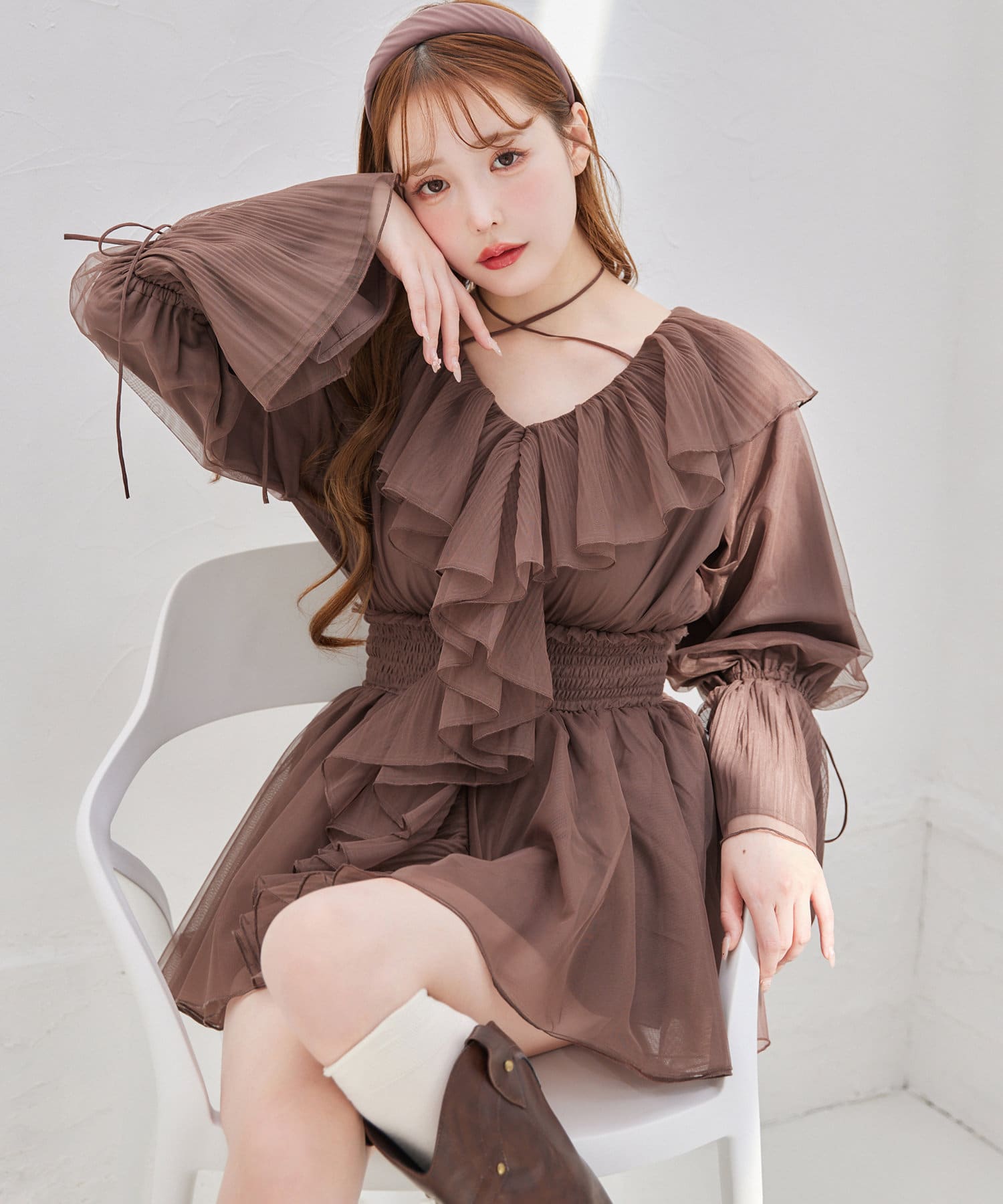 one after another NICE CLAUP(ワンアフターアナザー ナイスクラップ) 【tullecollection】フリルチュールチュニック