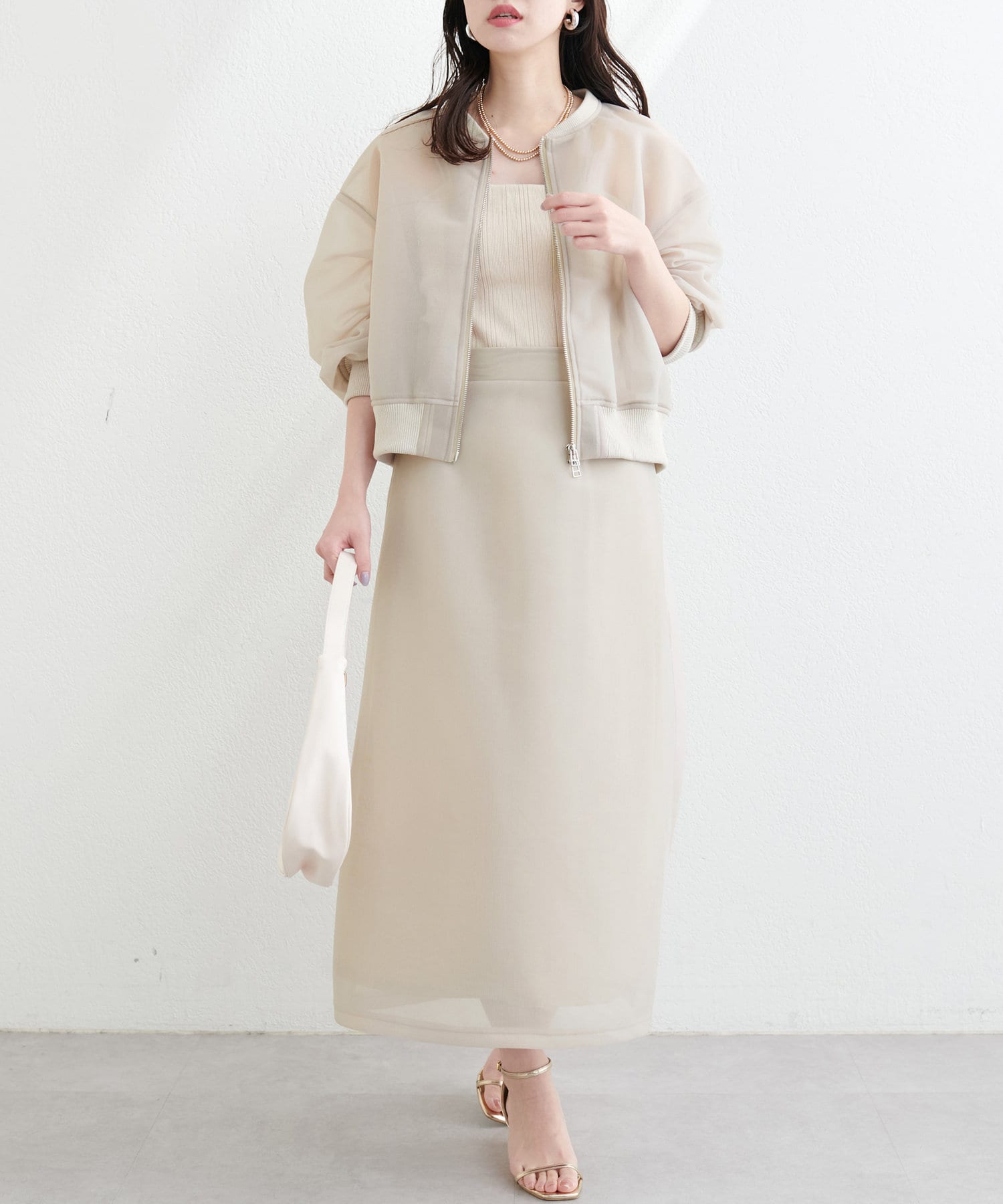 natural couture(ナチュラルクチュール) 【パルクロ限定】メッシュダンボールスカート