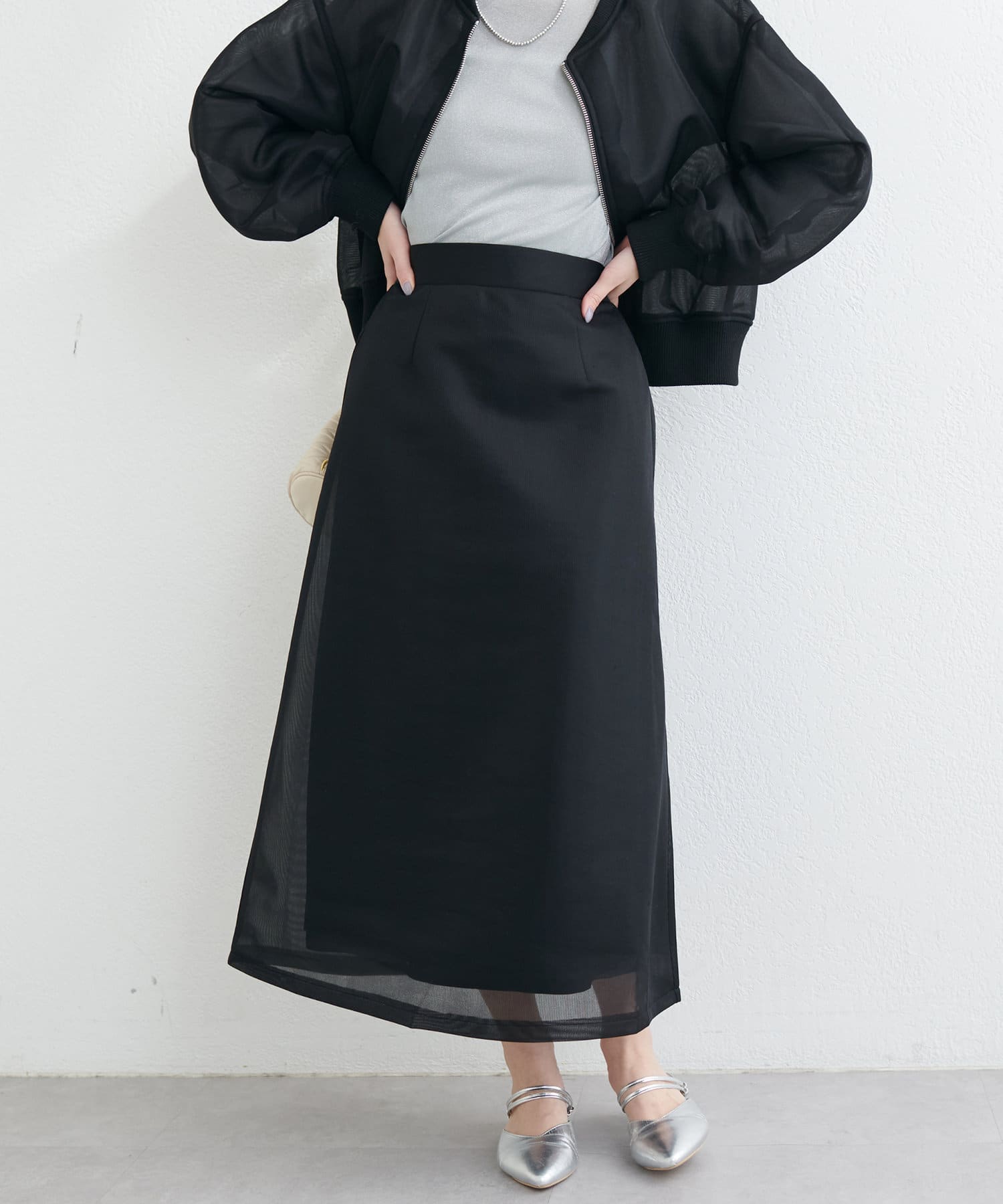 natural couture(ナチュラルクチュール) 【パルクロ限定】メッシュダンボールスカート