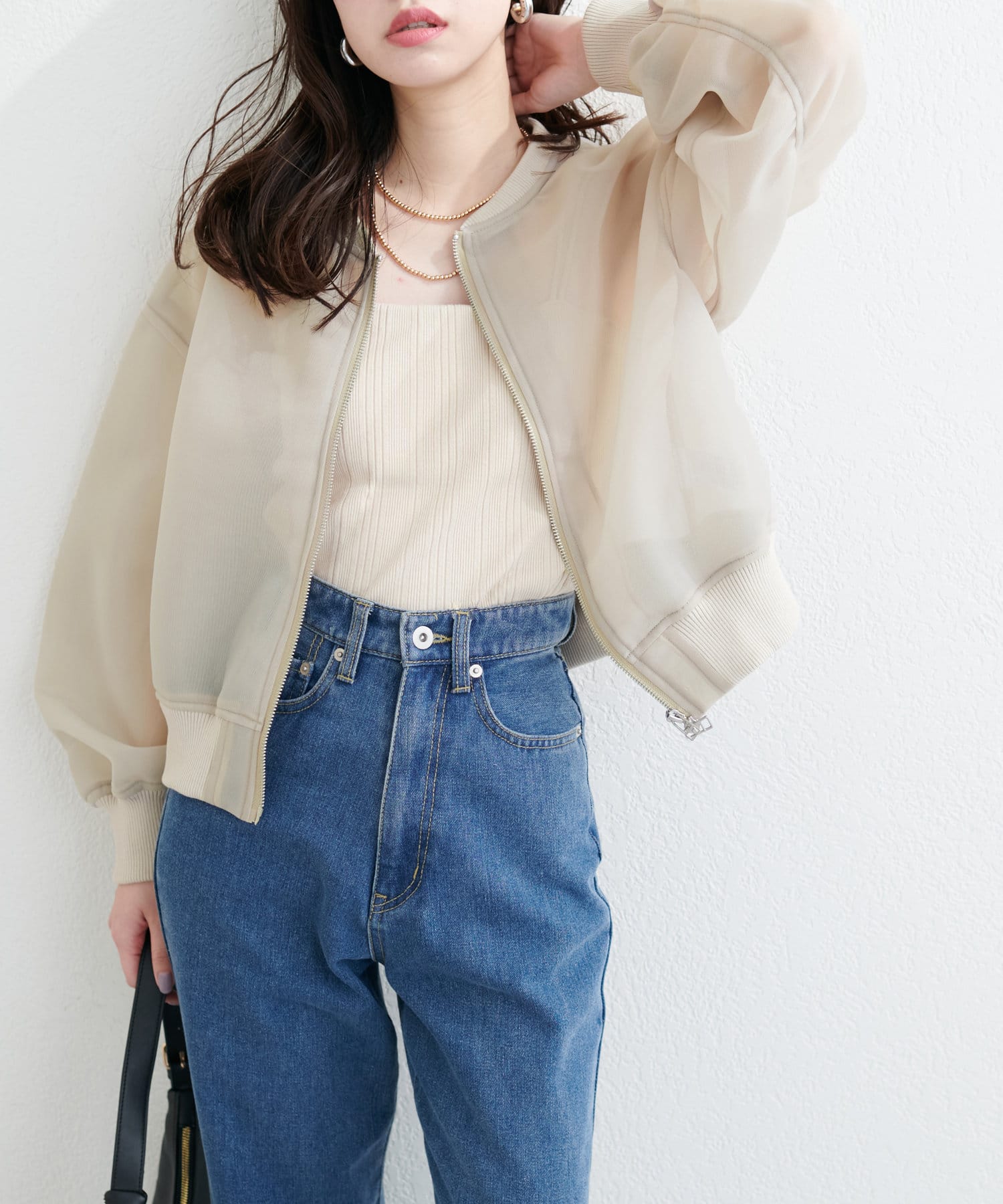 メッシュダンボールWZIPブルゾン | natural couture(ナチュラル メッシュダンボールWZIPブルゾン | natural couture(ナチュラル