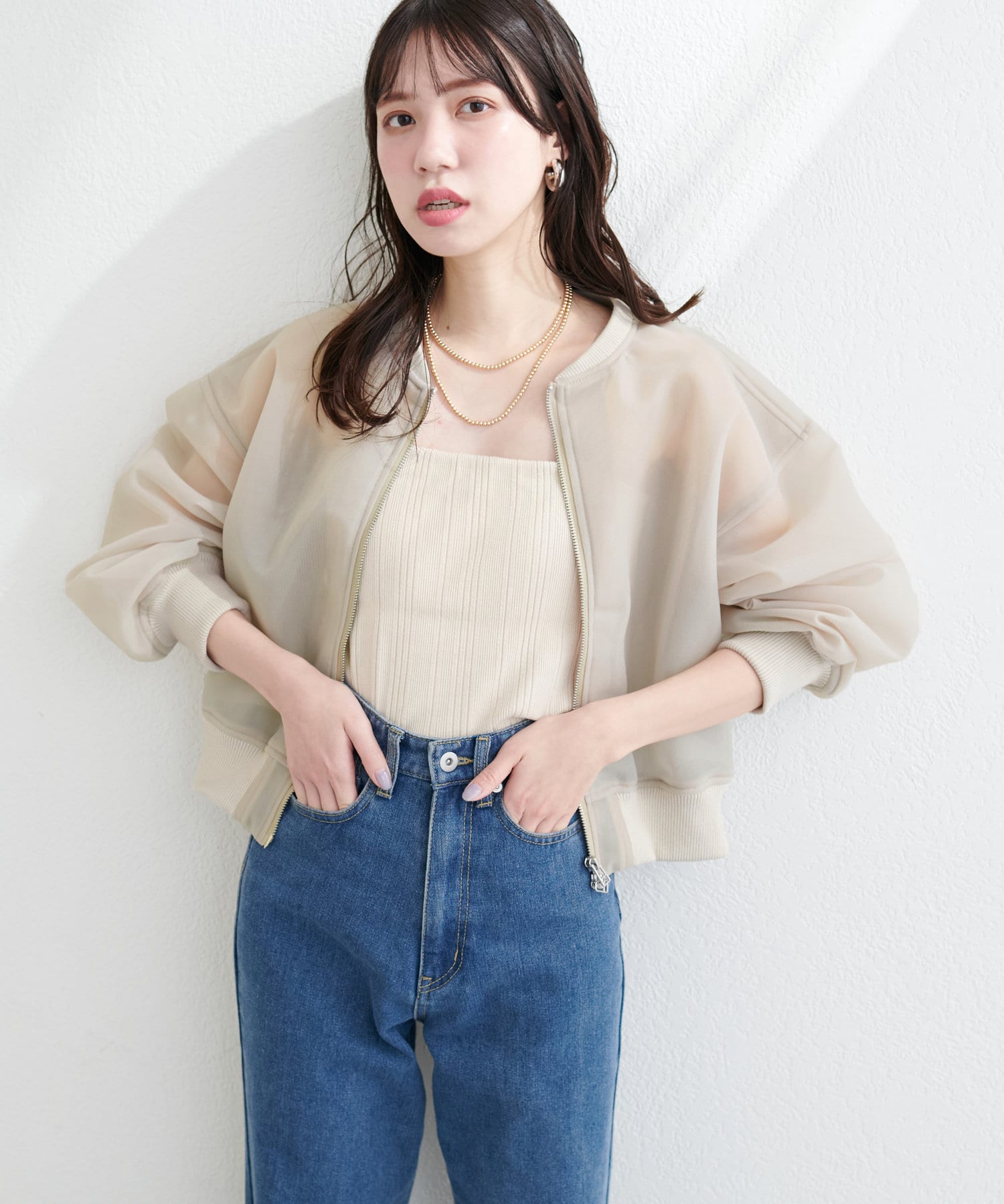 メッシュダンボールWZIPブルゾン | natural couture(ナチュラル
