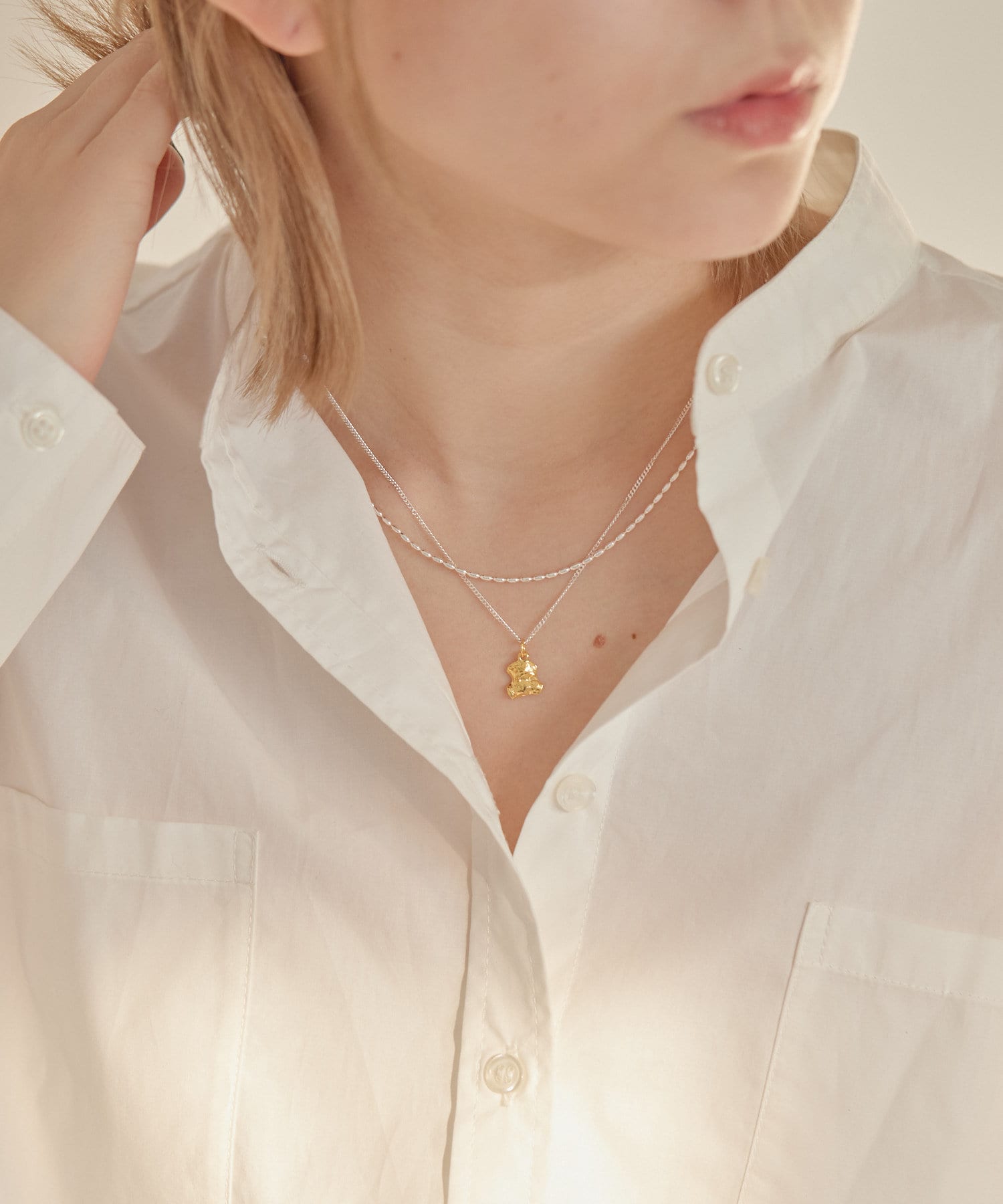 ear PAPILLONNER(イア パピヨネ) 《スターリングシルバー使用》トップ付き2連ネックレス
