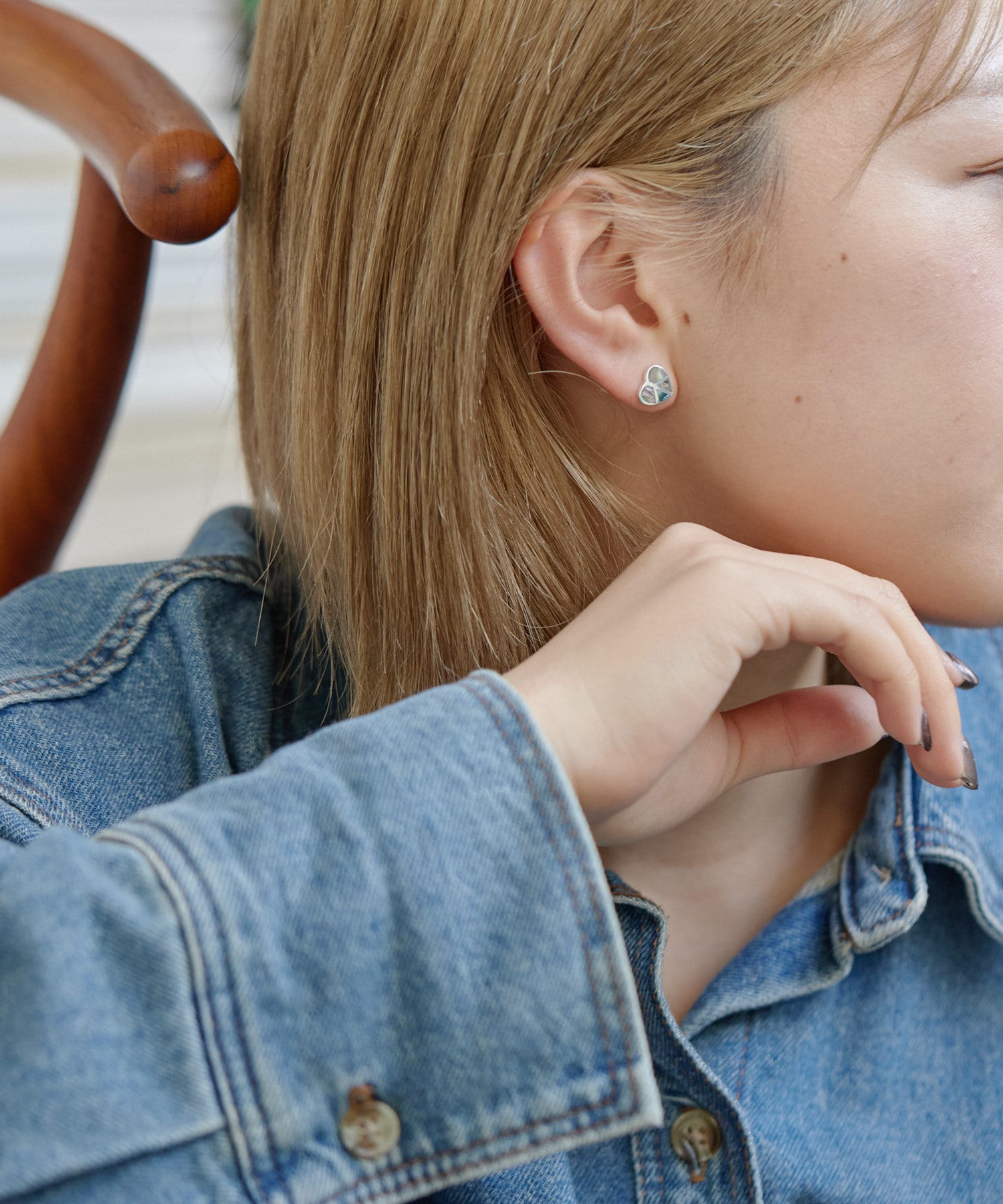 ear PAPILLONNER(イア パピヨネ) 《スターリングシルバー使用》ピースハートシェルピアス