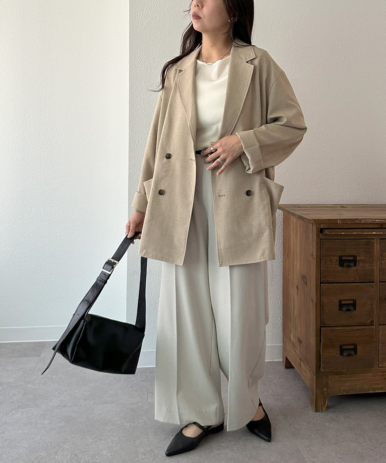 DISCOAT(ディスコート) 【夏まで着られるジャケット/ユニセックス】テックリネンビッグシャツジャケット《WEB限定カラーあり》