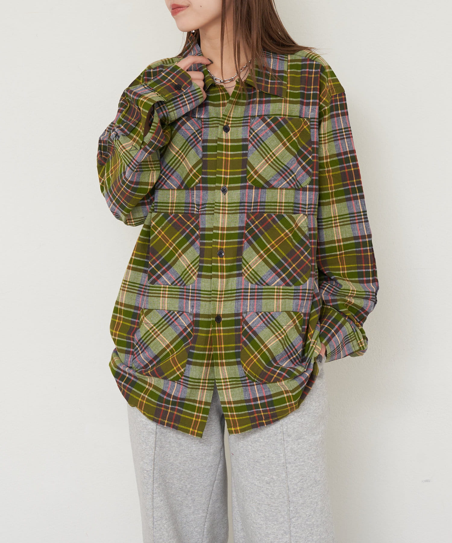 CIAOPANIC(チャオパニック) レディース 【 South2 West8 / サウス２ ウエスト８ 】６ POCKET SHIRT － MADRAS PLAID グリーン