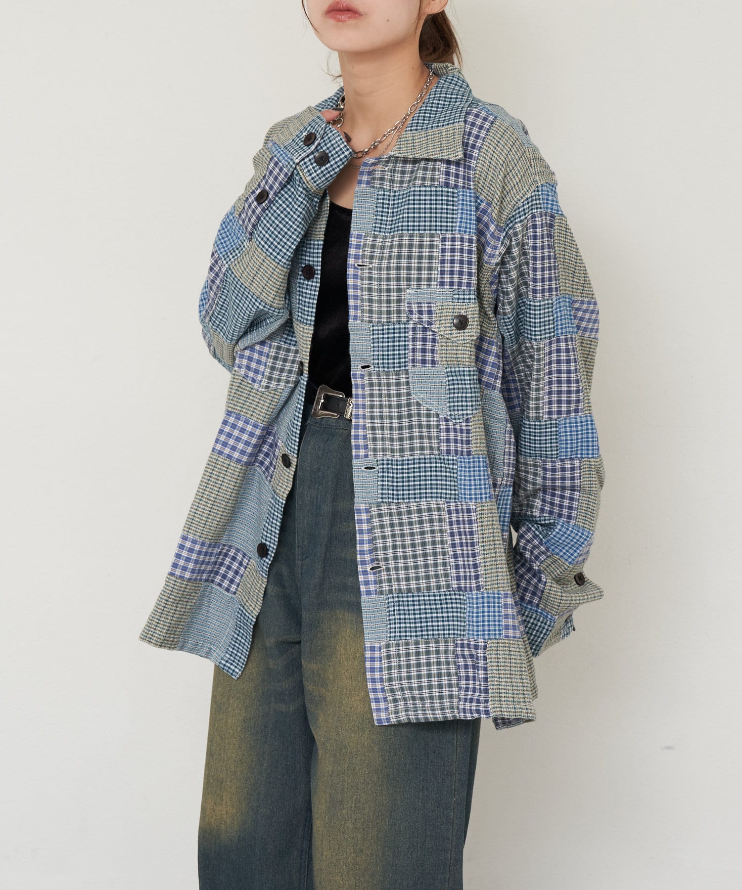 CIAOPANIC(チャオパニック) レディース 【 South2 West8 / サウス２ ウエスト８ 】SMOKEY SHIRT － SMALL PLAID ネイビー