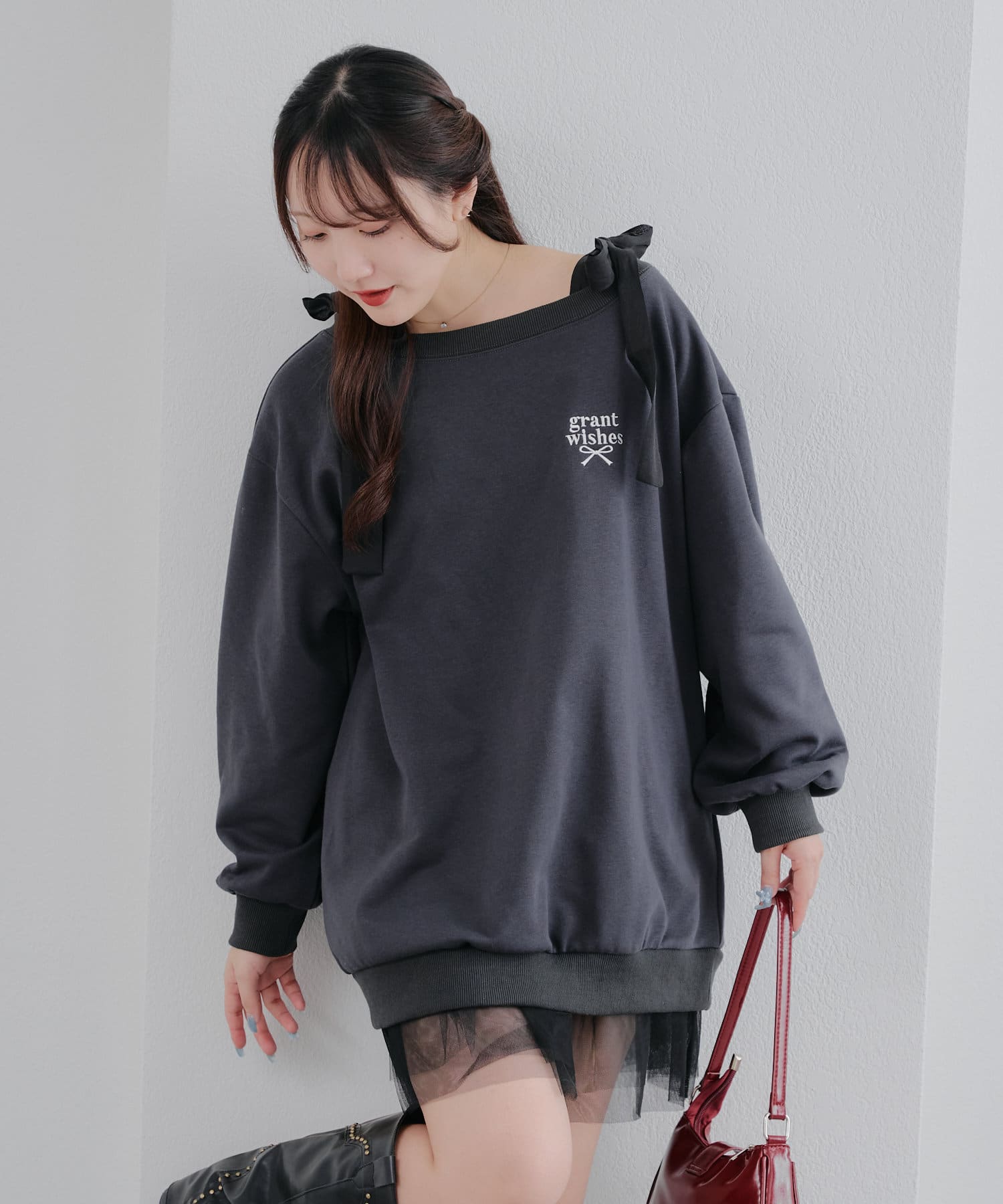 NICE CLAUP / OLIVE des OLIVE OUTLET(ナイスクラップ  / オリーブ デ オリーブ アウトレット) 【春の新作】【OUTLET限定】２ＷＡＹスウェットミニワンピース