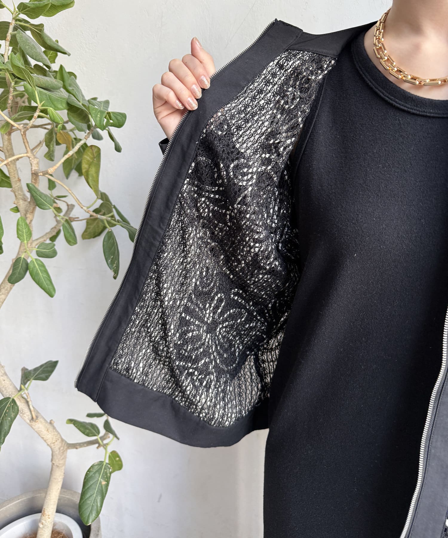 DOUDOU(ドゥドゥ) 【WEB限定】コード刺繍ブルゾン