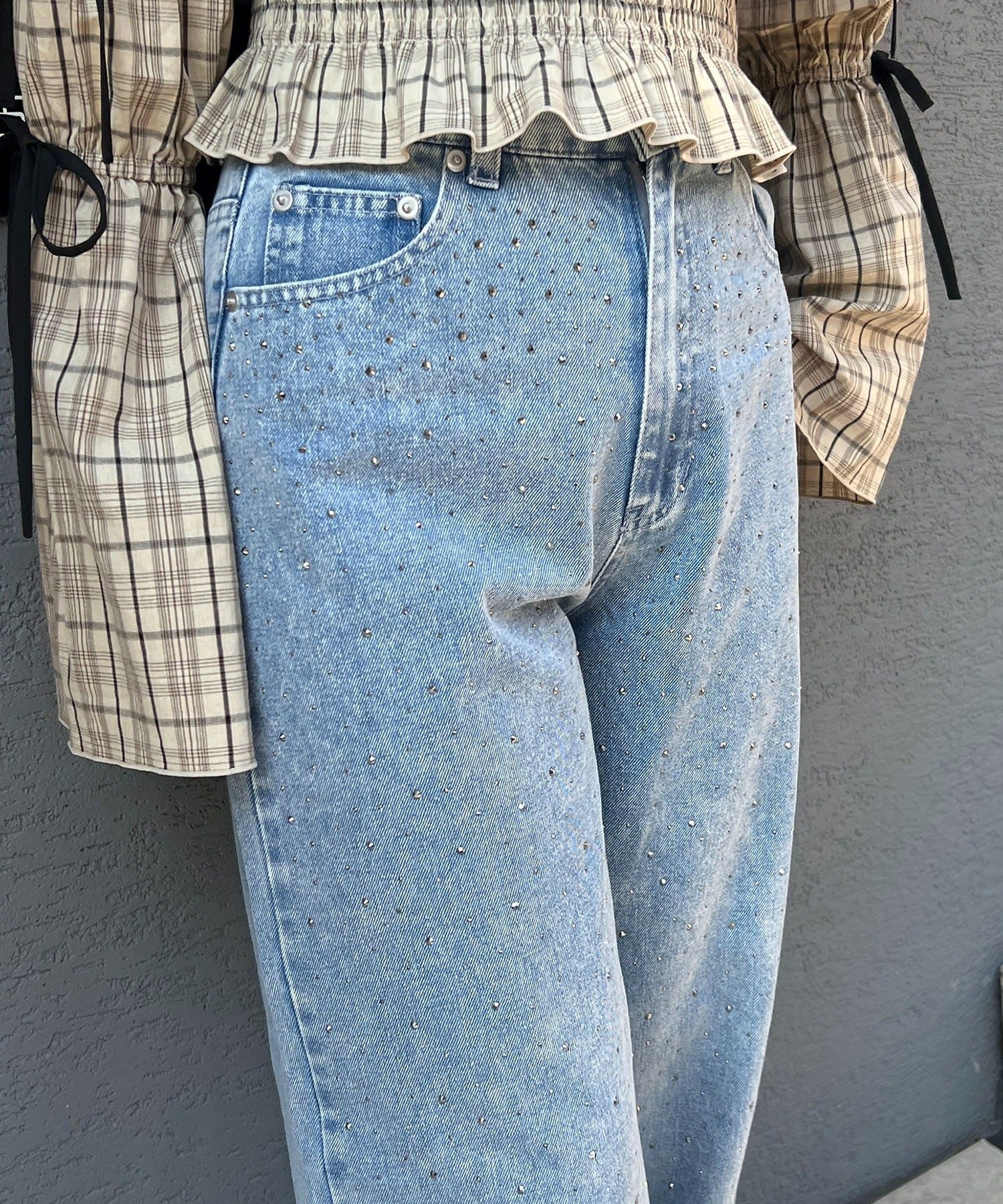 RMAF】ストーン付デニムパンツ | NICE CLAUP / OLIVE des OLIVE