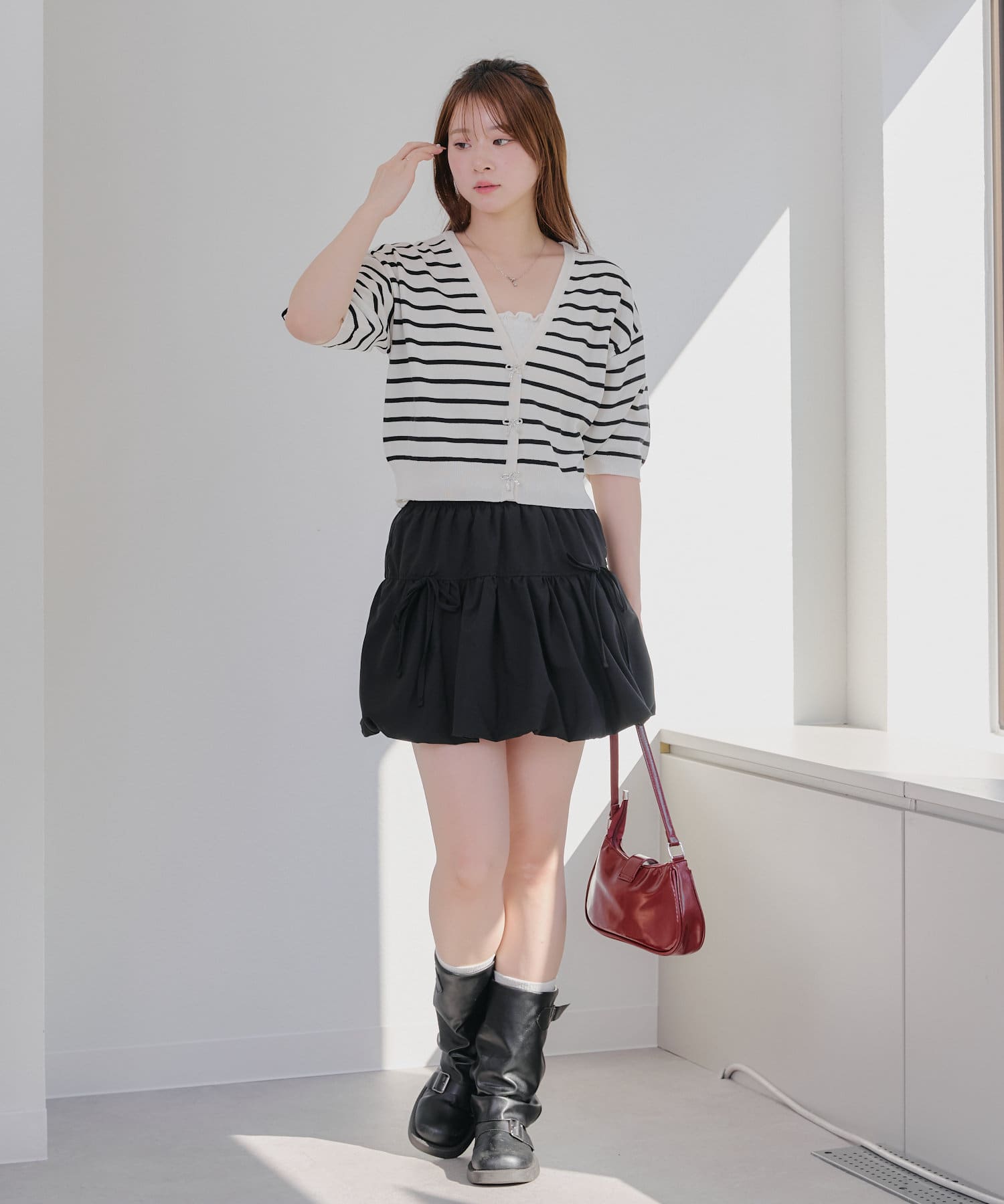 NICE CLAUP / OLIVE des OLIVE OUTLET(ナイスクラップ  / オリーブ デ オリーブ アウトレット) 【春の新作】キラキラリボン釦カーデイガン