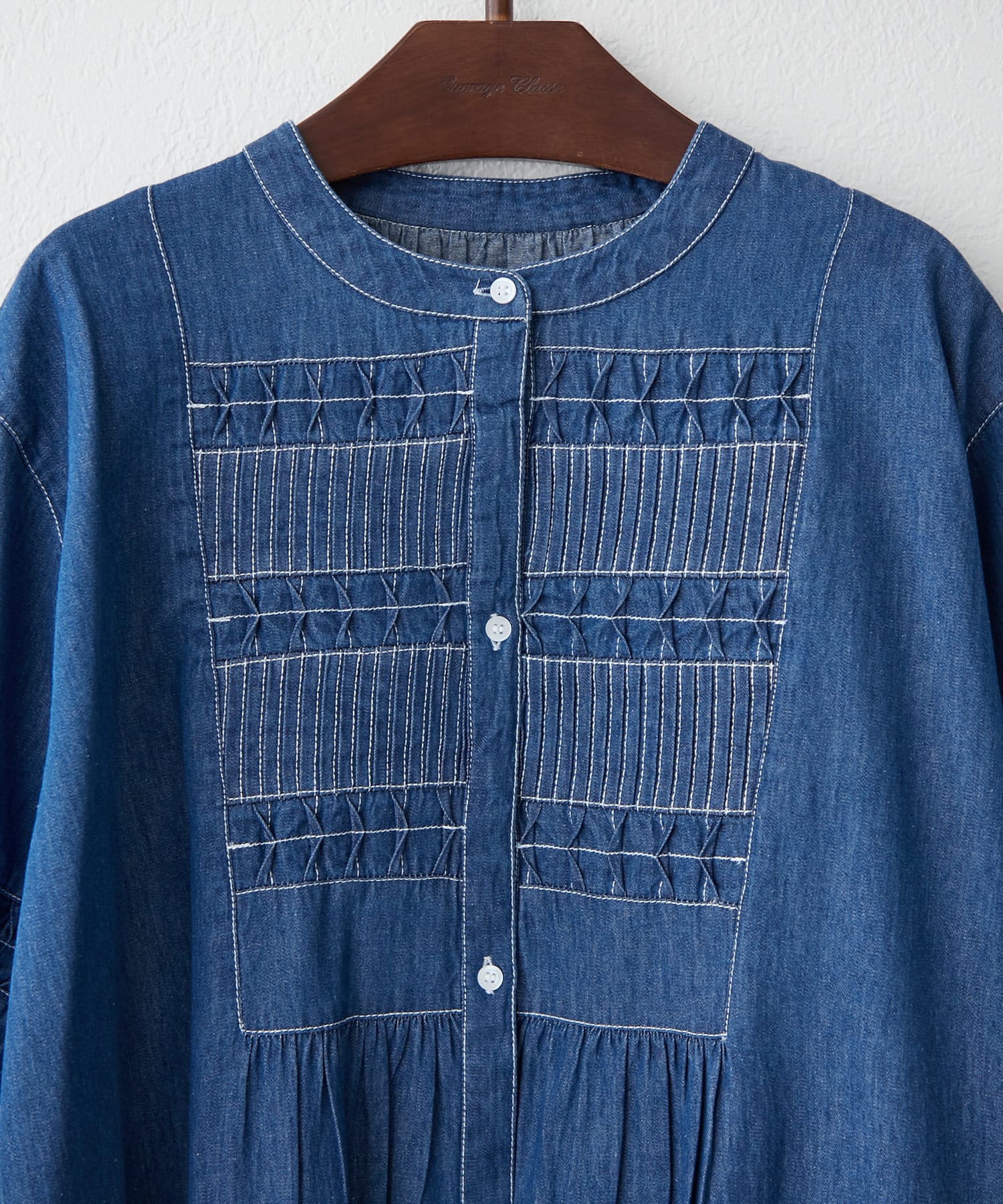 0705:商談中♥特価♥スモッキング パフ袖 　デニムワンピース　新品未使用 2025 Spring/Summer】スモッキングパフ袖デニムワンピース