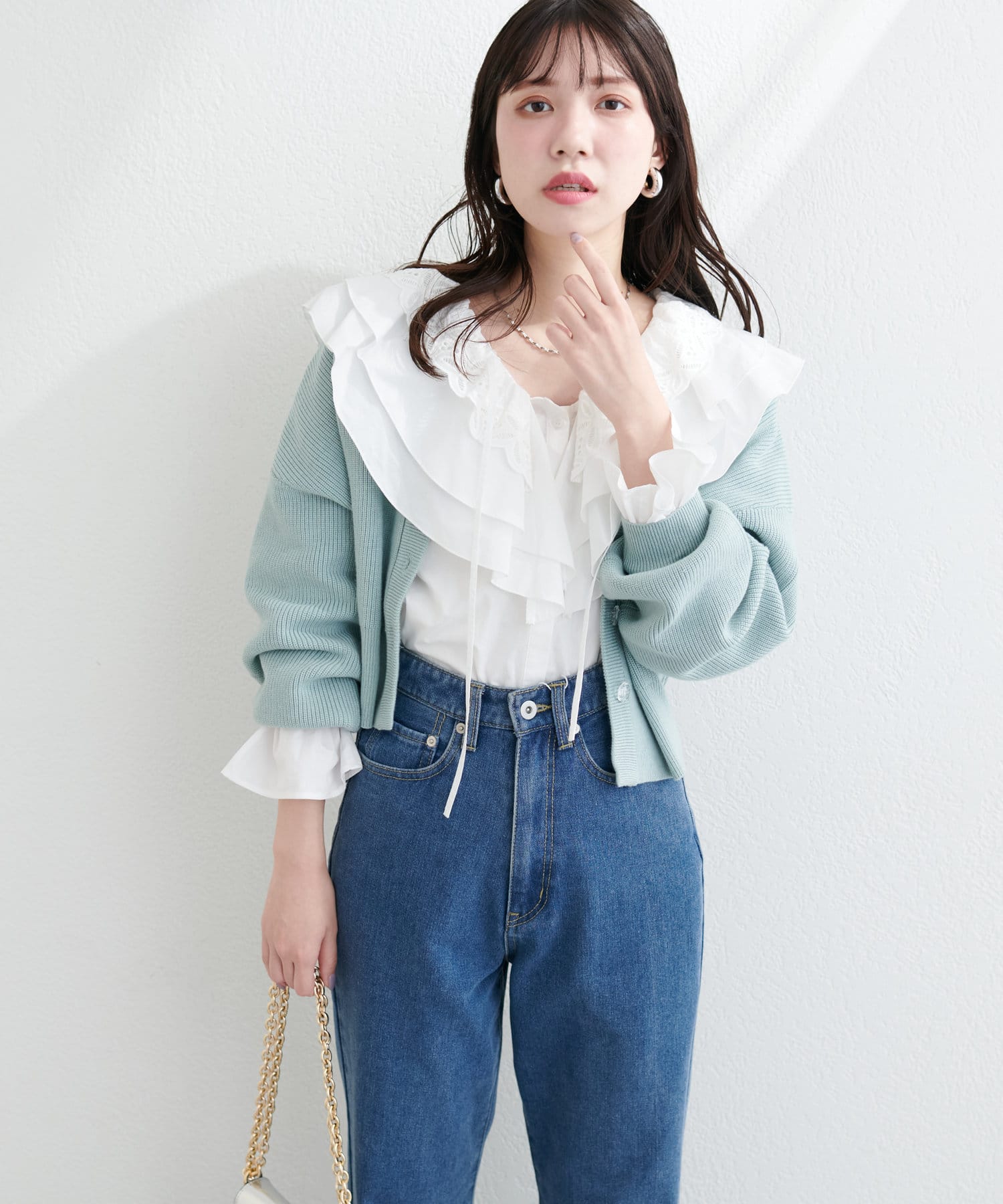 ラッフルレース衿チュニックブラウス | natural couture ラッフルレース衿チュニックブラウス | natural couture
