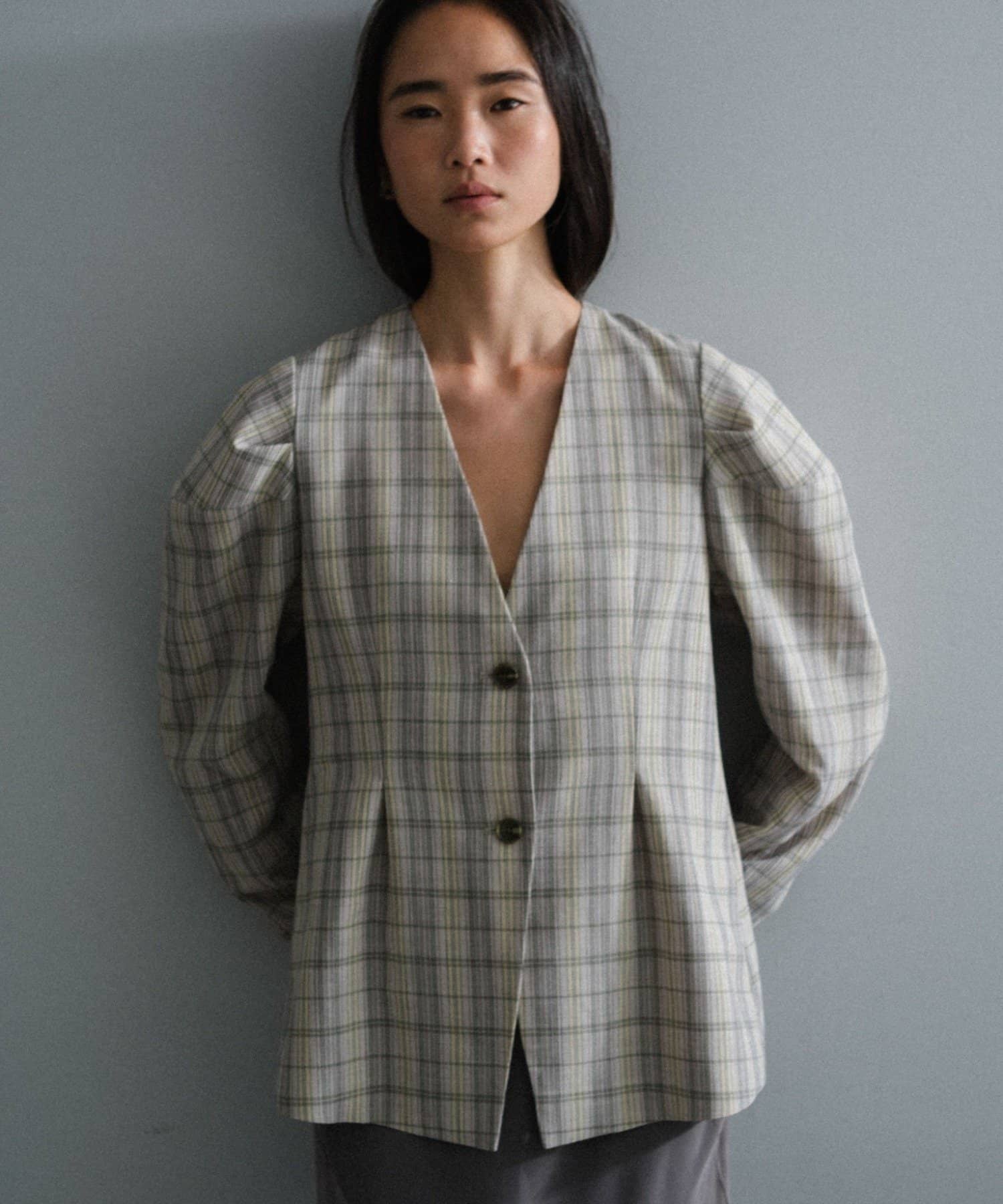 Pasterip(パセリ) レディース Check peplum summer jacket ライトグレー