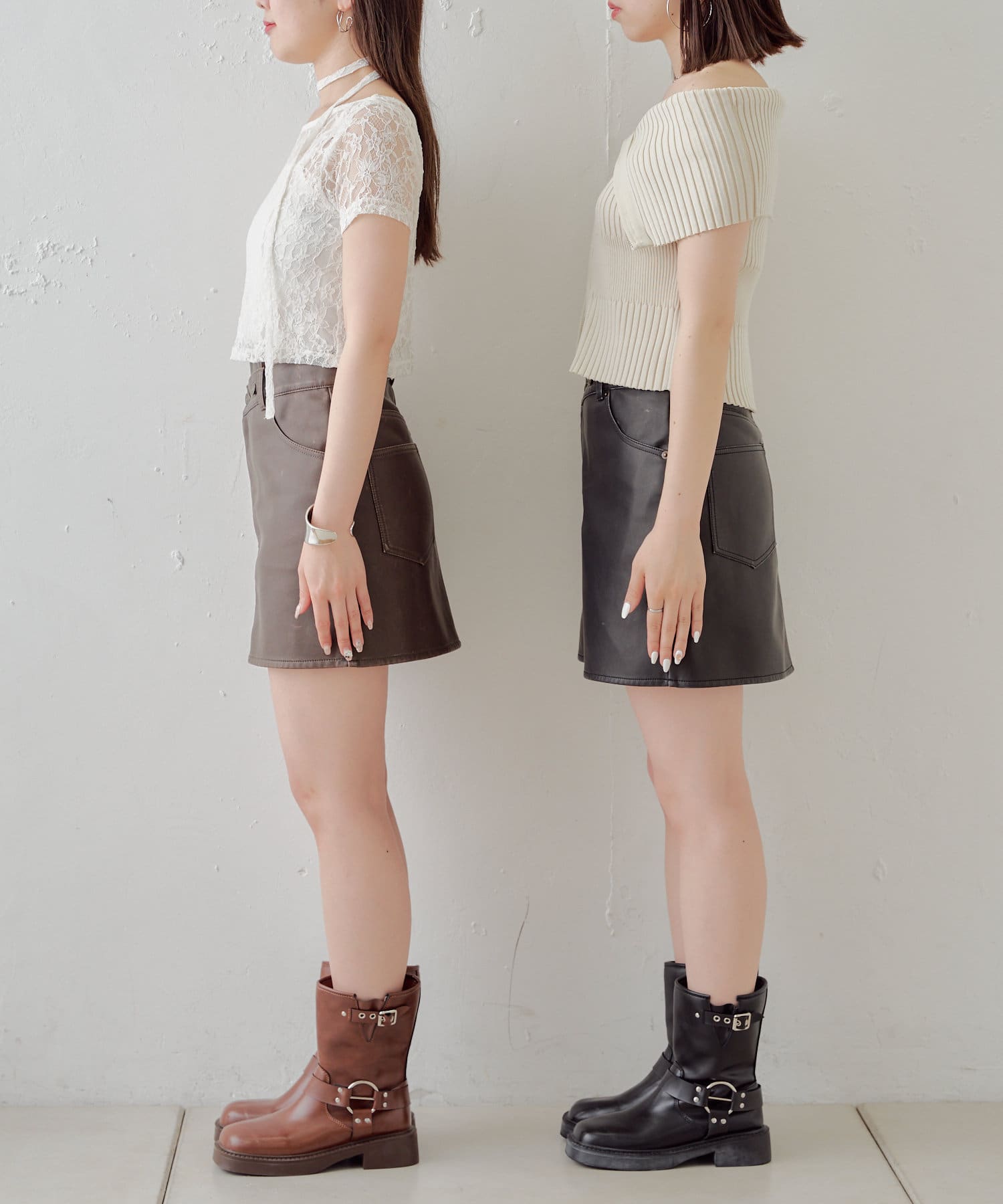 OUTLET(アウトレット) 【Chico】レザー台形ミニスカート