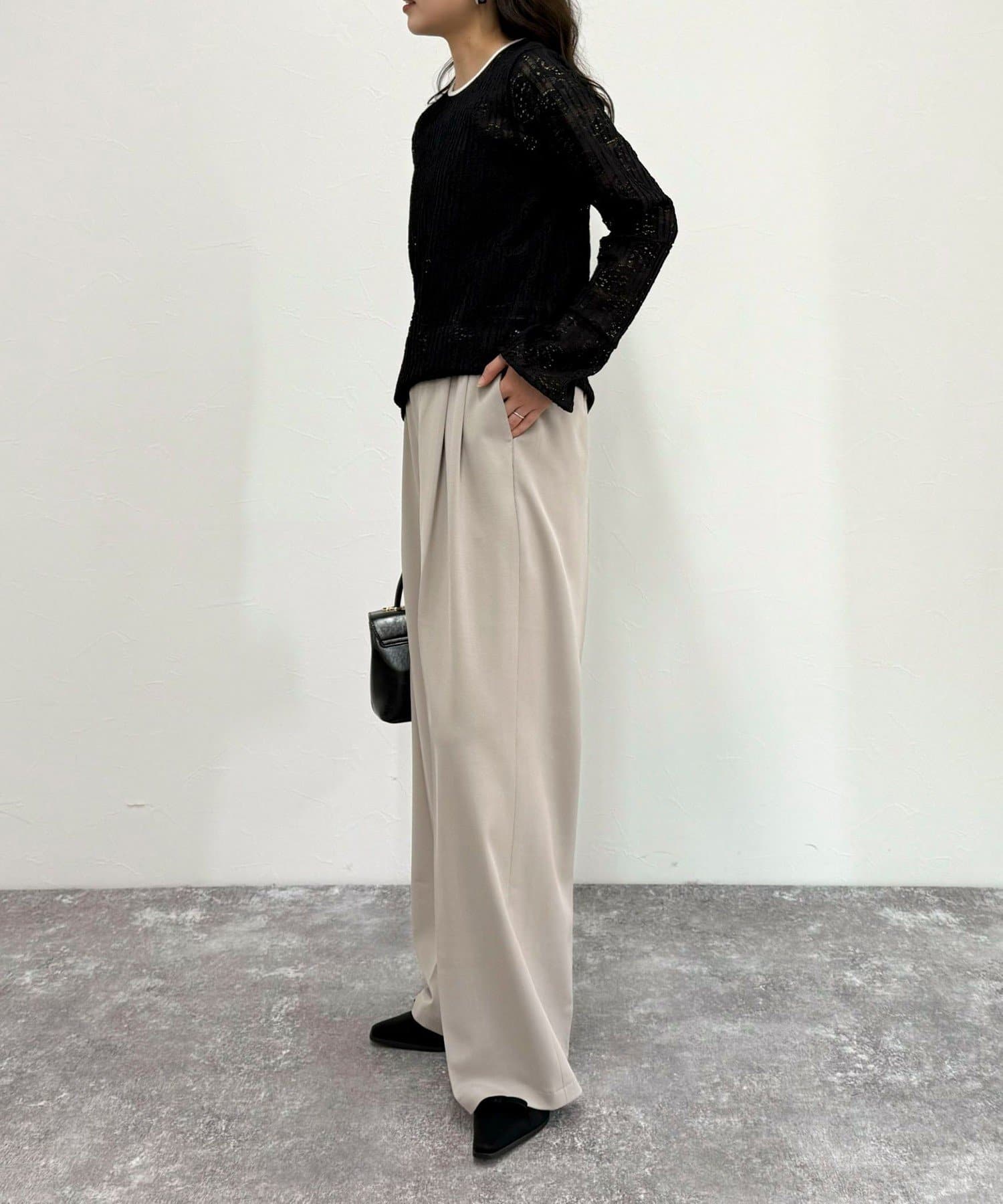 FREDY & GLOSTER(フレディ アンド グロスター) ストレッチレース袖フレアーTシャツ