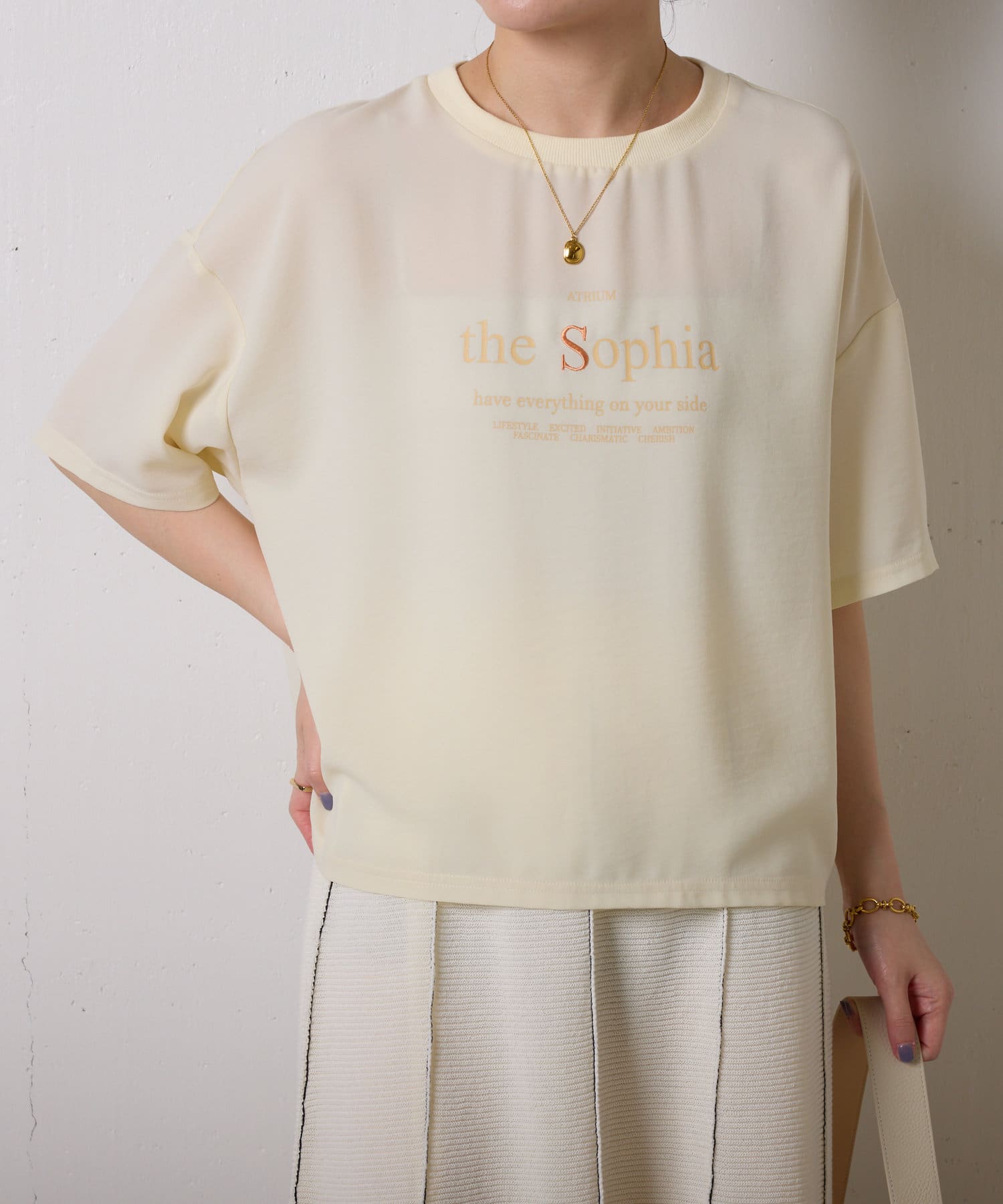todayful 刺繍入りアイボリー長袖シャツ