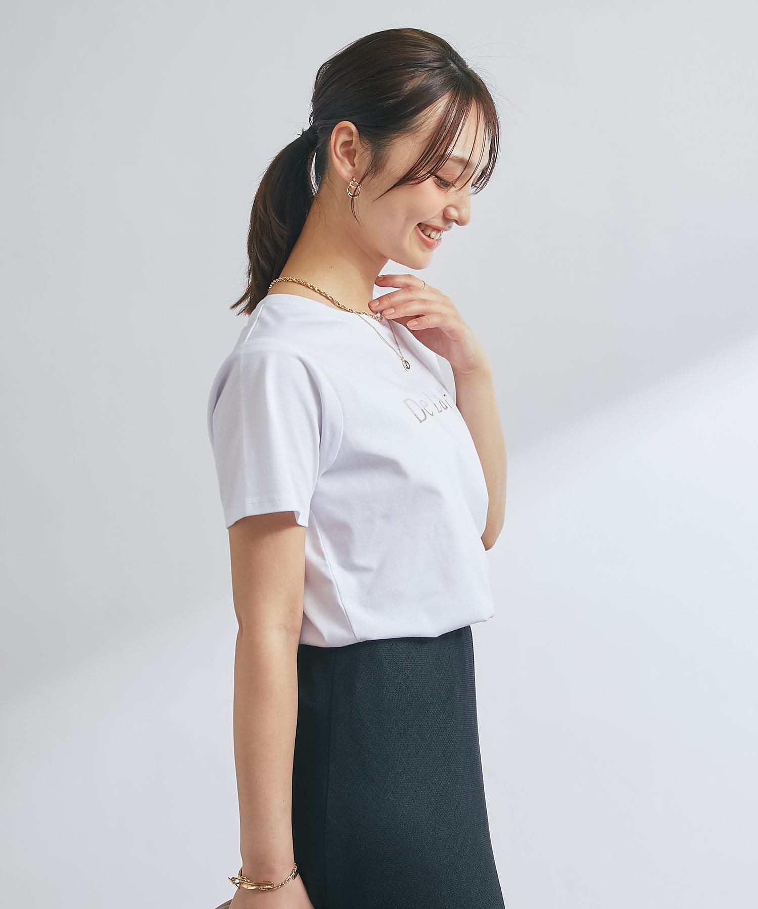 高質 接触冷感・吸水速乾》箔ラインロゴTシャツ | cors dix un Tシャツ(半袖+袖なし)