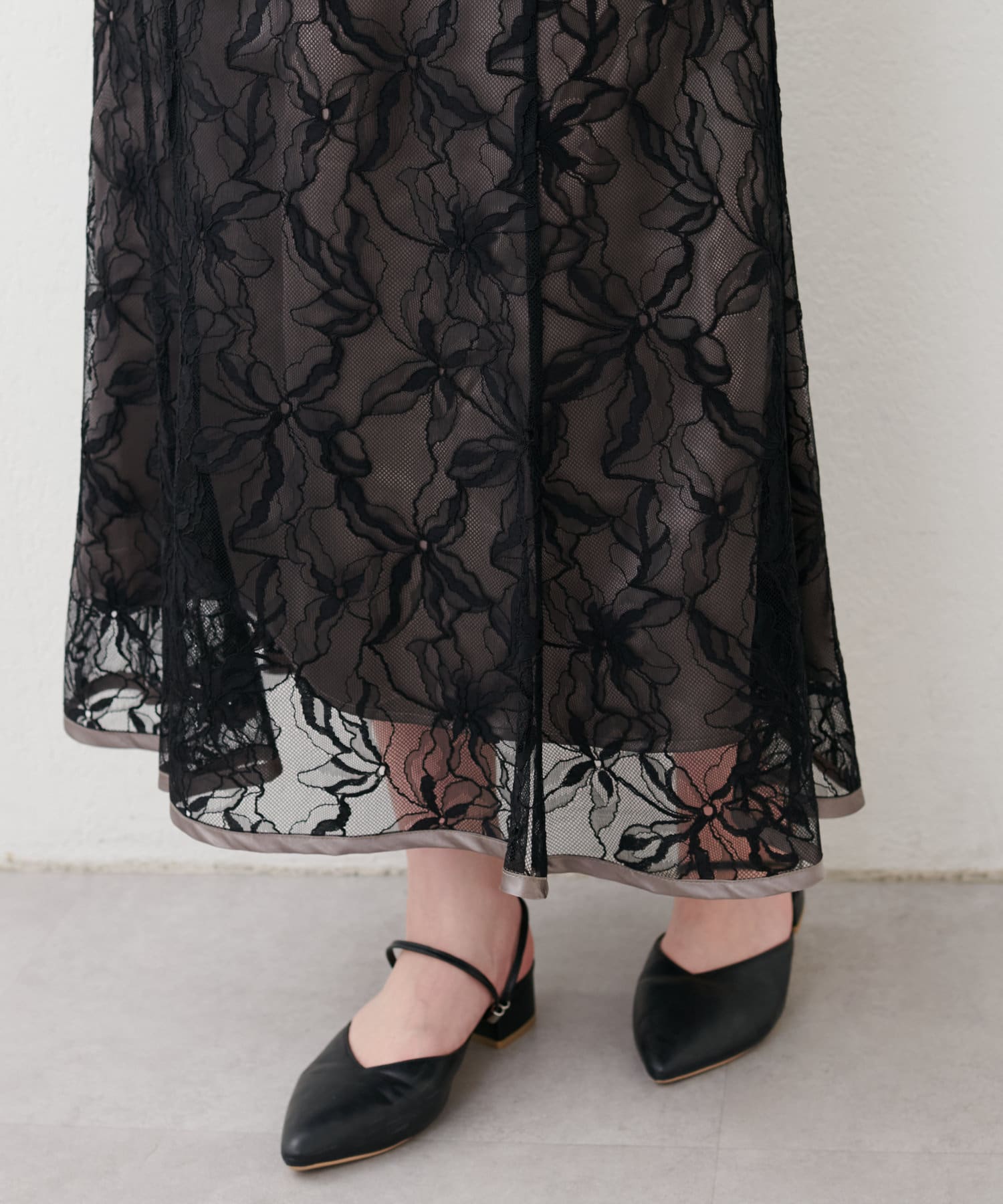 natural couture(ナチュラルクチュール) osono長さ変えれるパイピングレーススカート