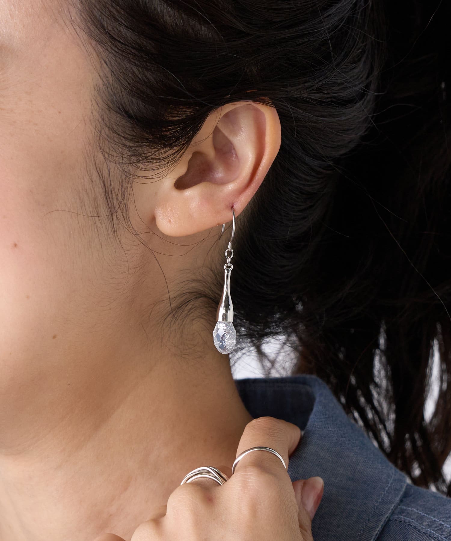 BEARDSLEY(ビアズリー) カットドロップピアス（シルバー）