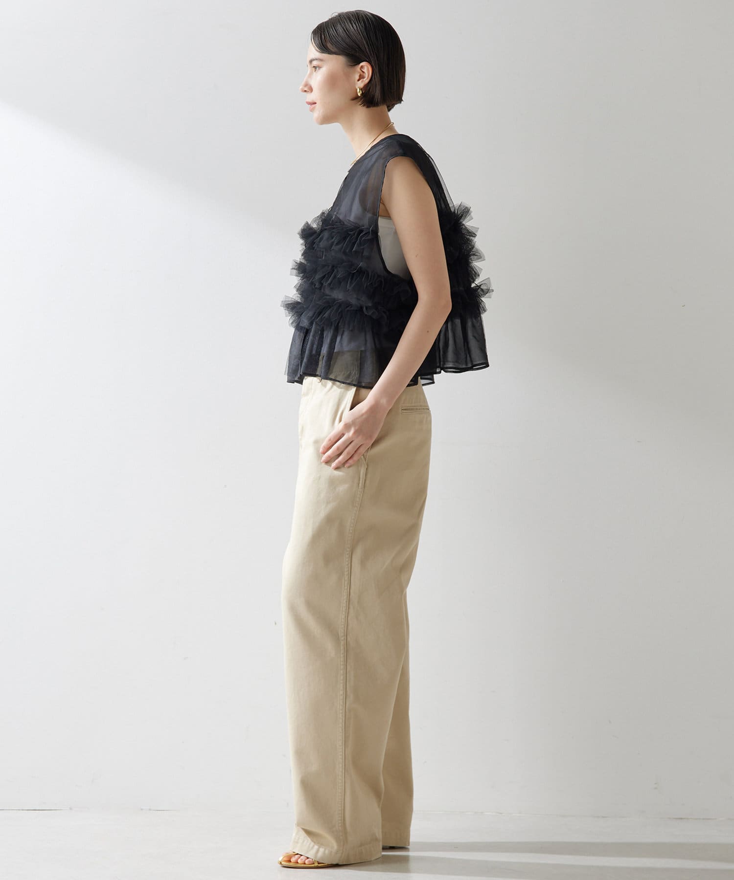 Whim Gazette(ウィム ガゼット) 【THE PAUSE】チュールフリルブラウス