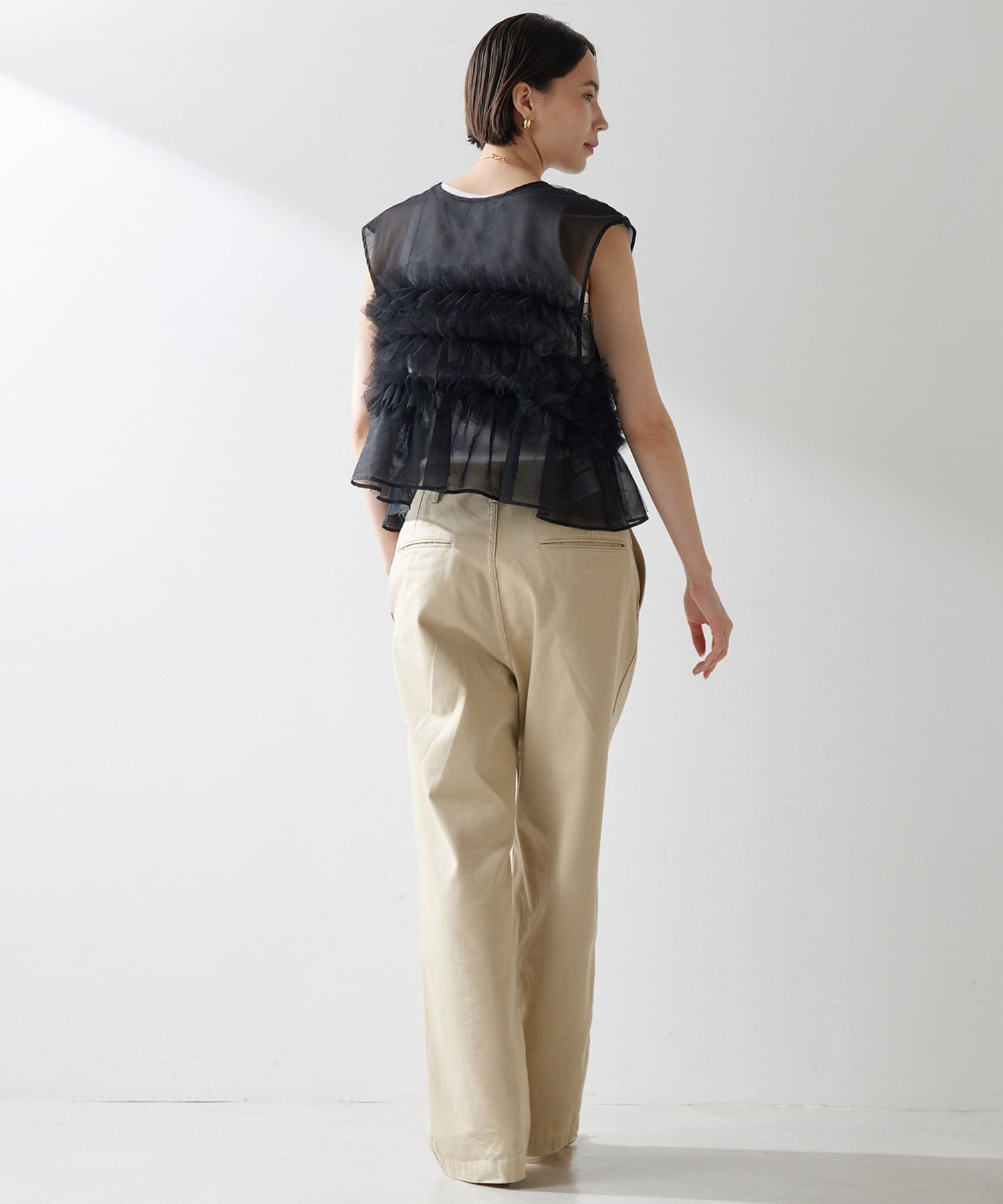 Whim Gazette(ウィム ガゼット) 【THE PAUSE】チュールフリルブラウス