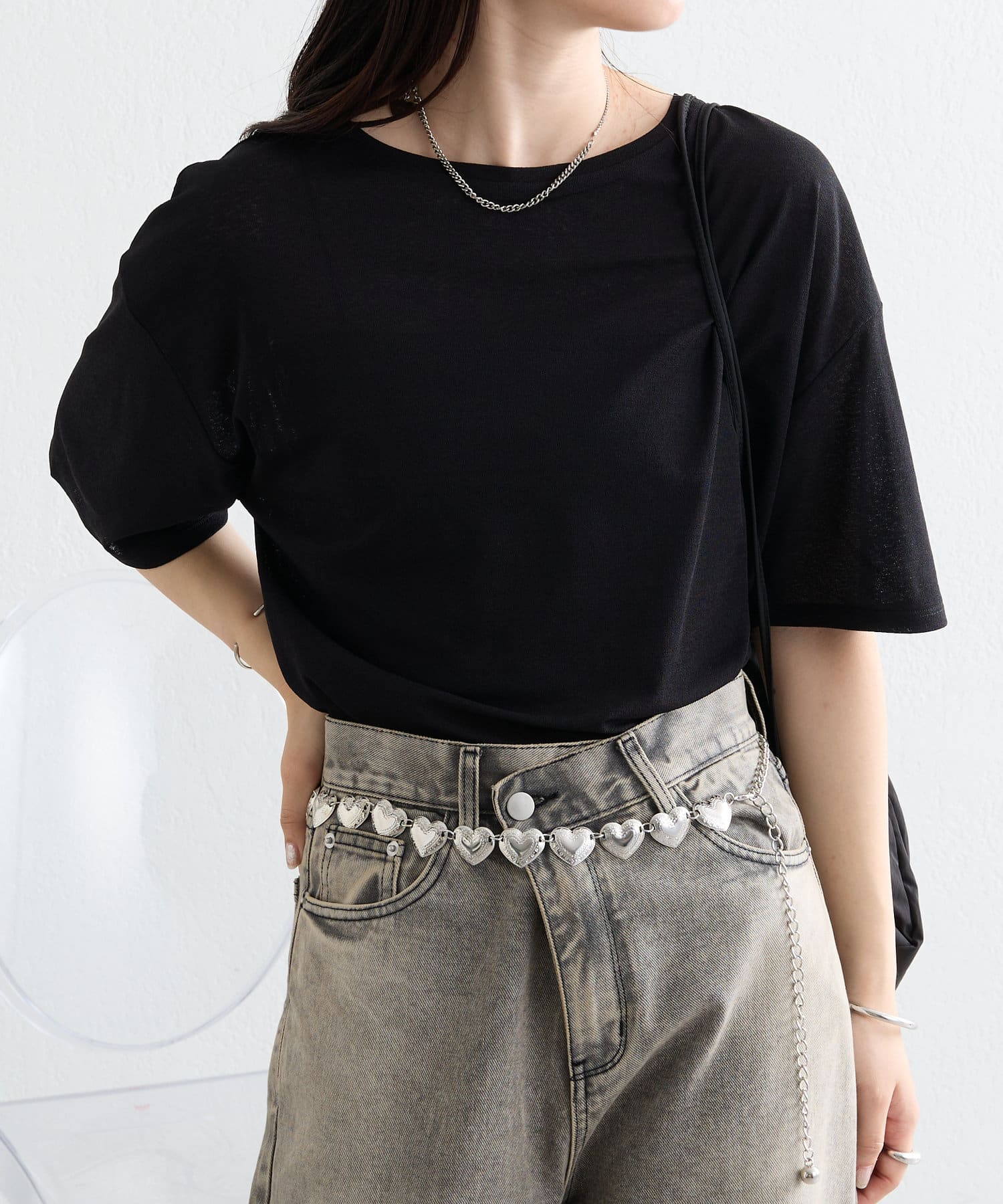 OUTLET(アウトレット) 【mystic】半袖シアーＴシャツ