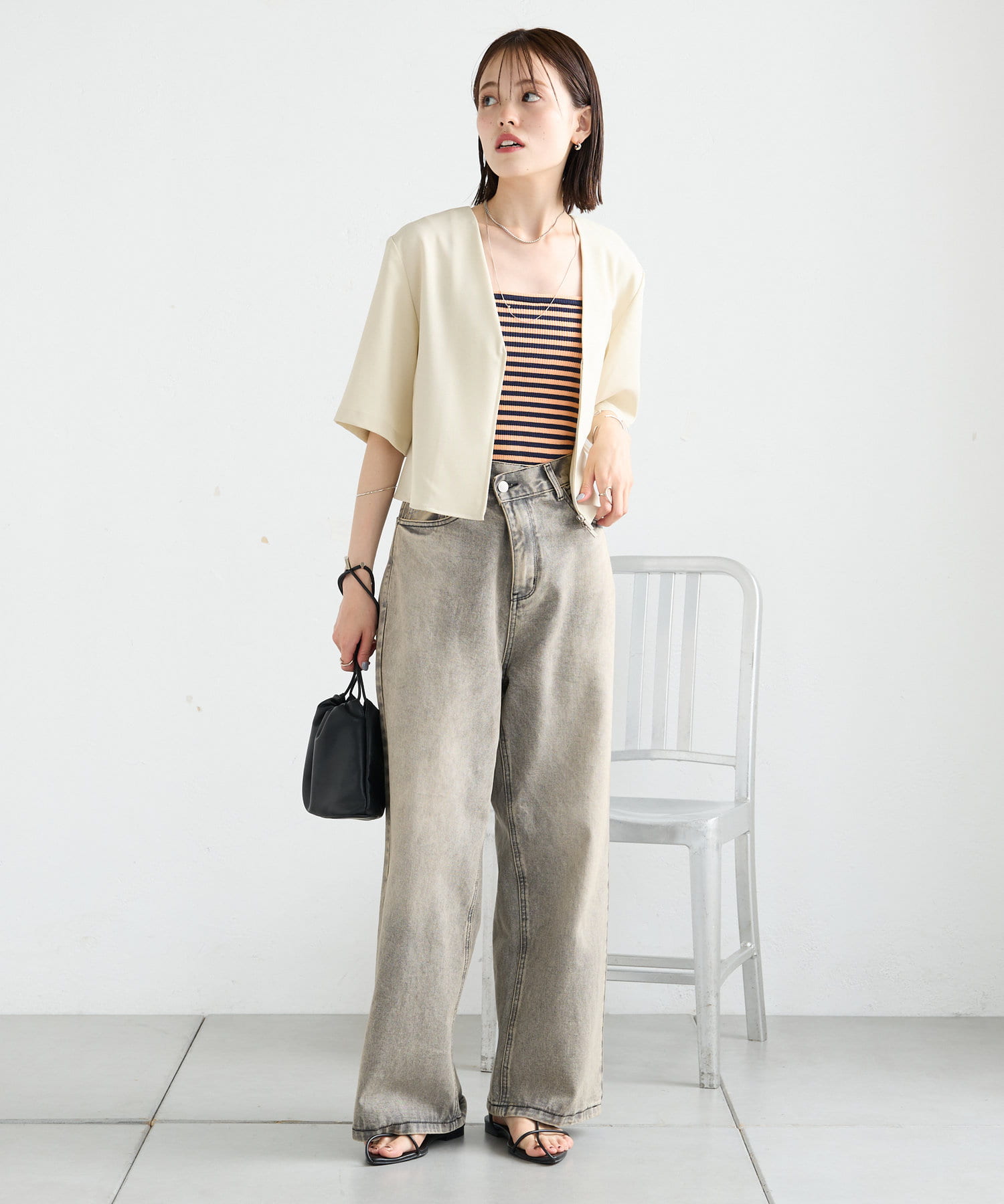 OUTLET(アウトレット) 【mystic】ボーダーベアキャミソール