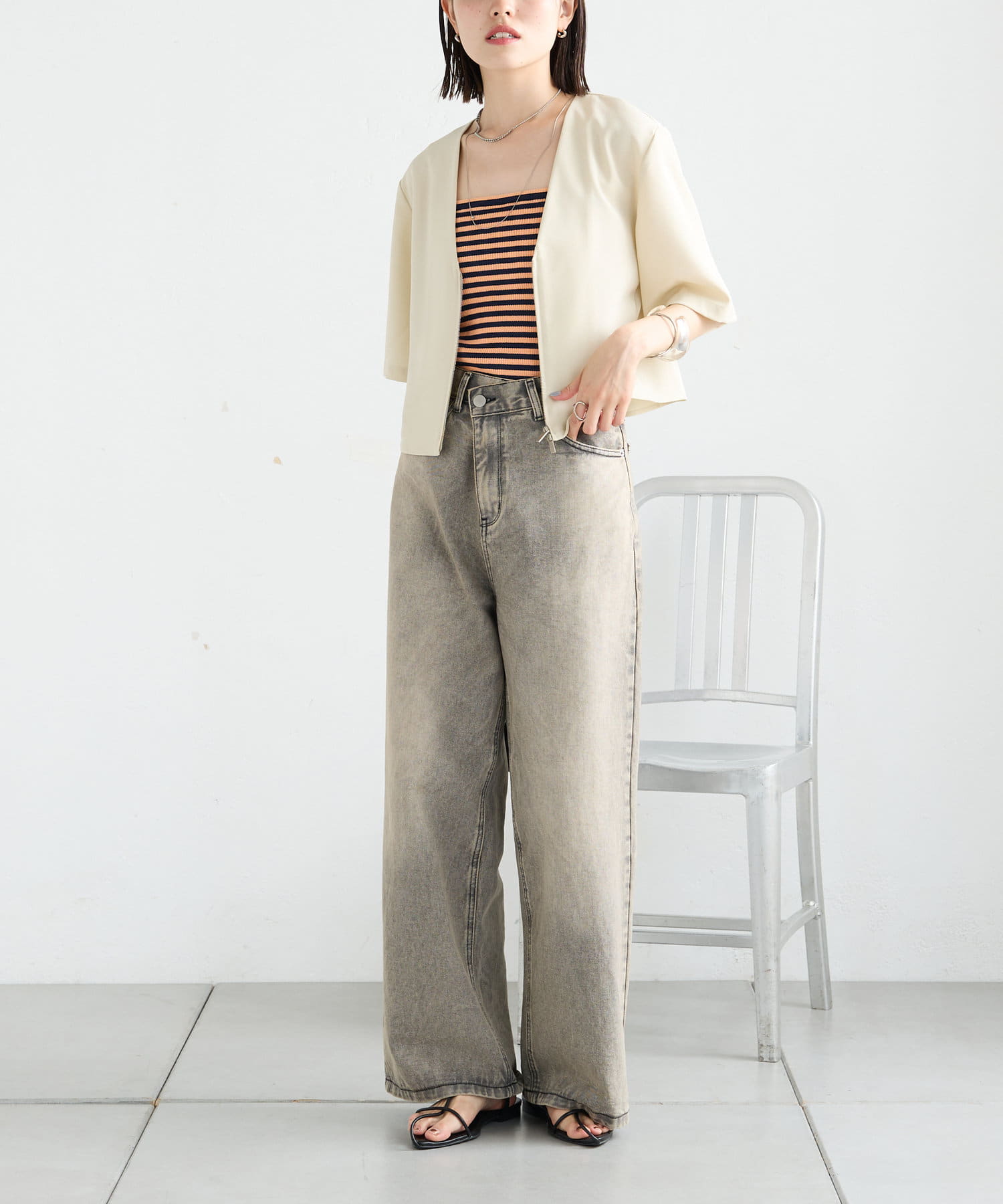 OUTLET(アウトレット) 【mystic】ボーダーベアキャミソール