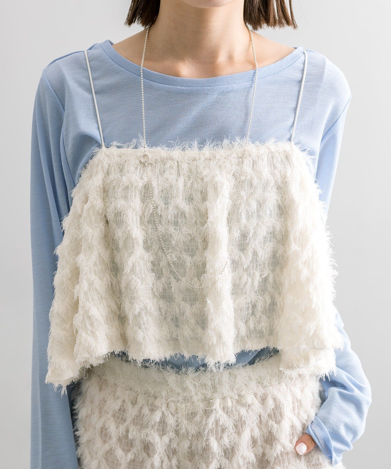 OUTLET(アウトレット) 【mystic】フリンジジャガードキャミソール