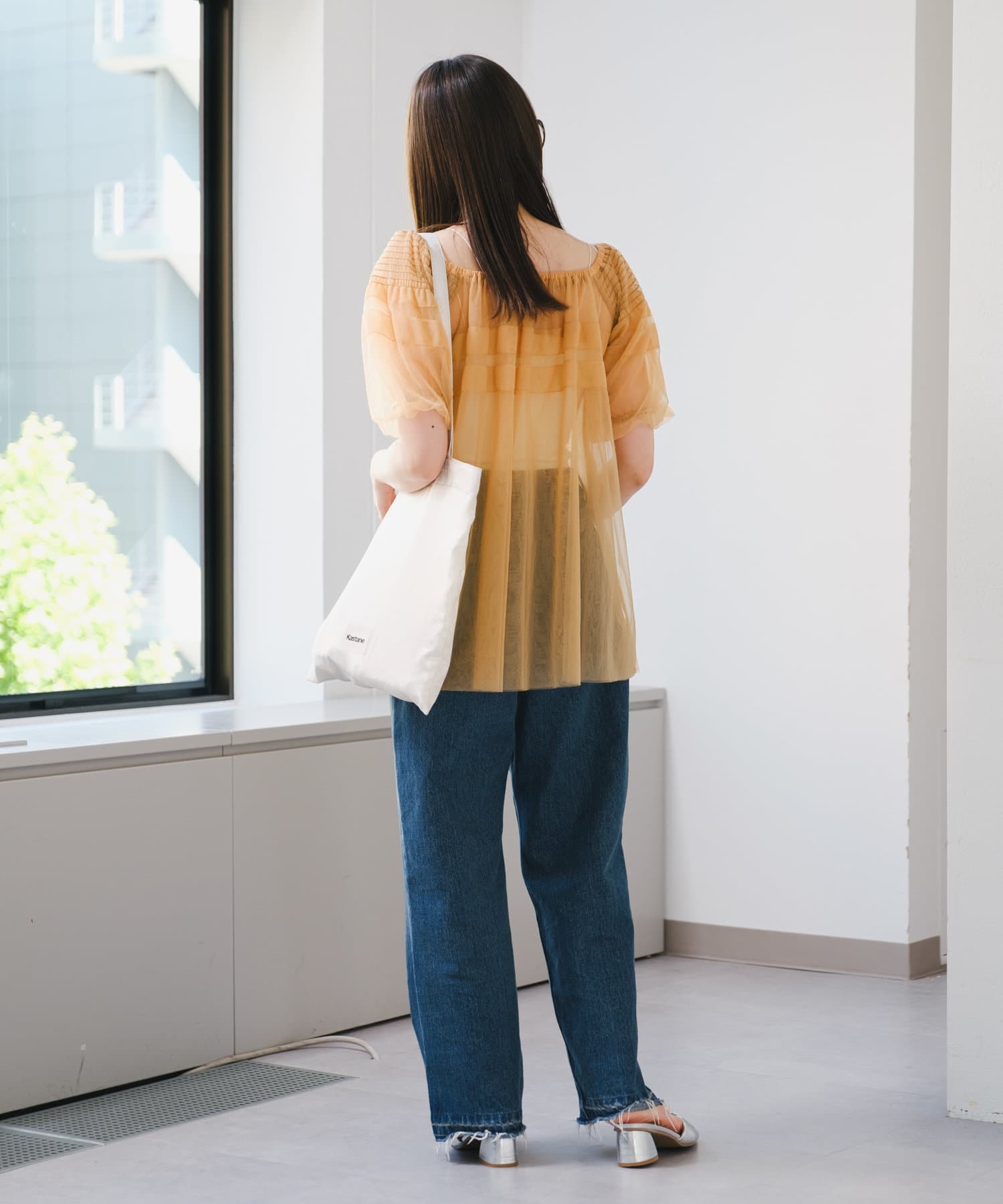 OUTLET(アウトレット) 【Kastane】ラインチュールオフショルブラウス