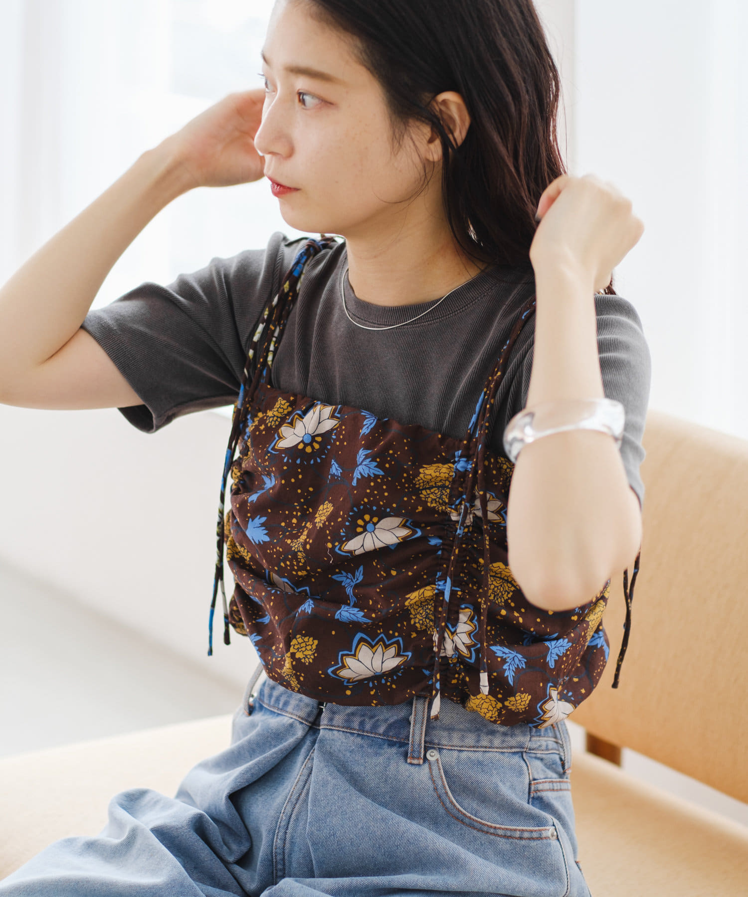 ヒス、カラフル総柄キャミ更にお値下げ！！ Kastane】バティック柄ギャザービスチェ | OUTLET(アウトレット