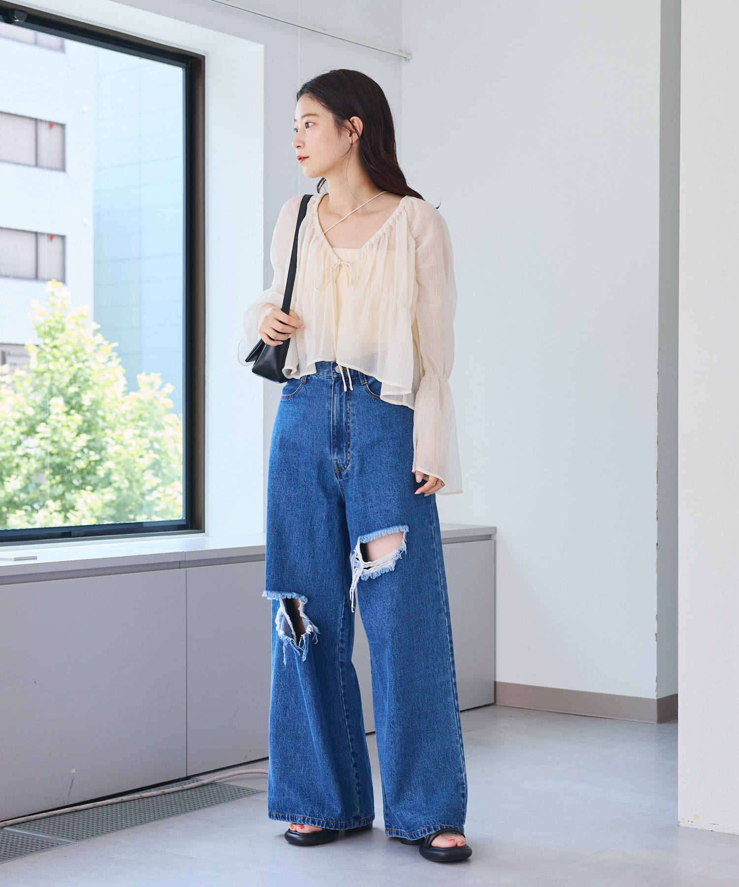 Kastane】クラッシュデニムワイドパンツ | OUTLET(アウトレット
