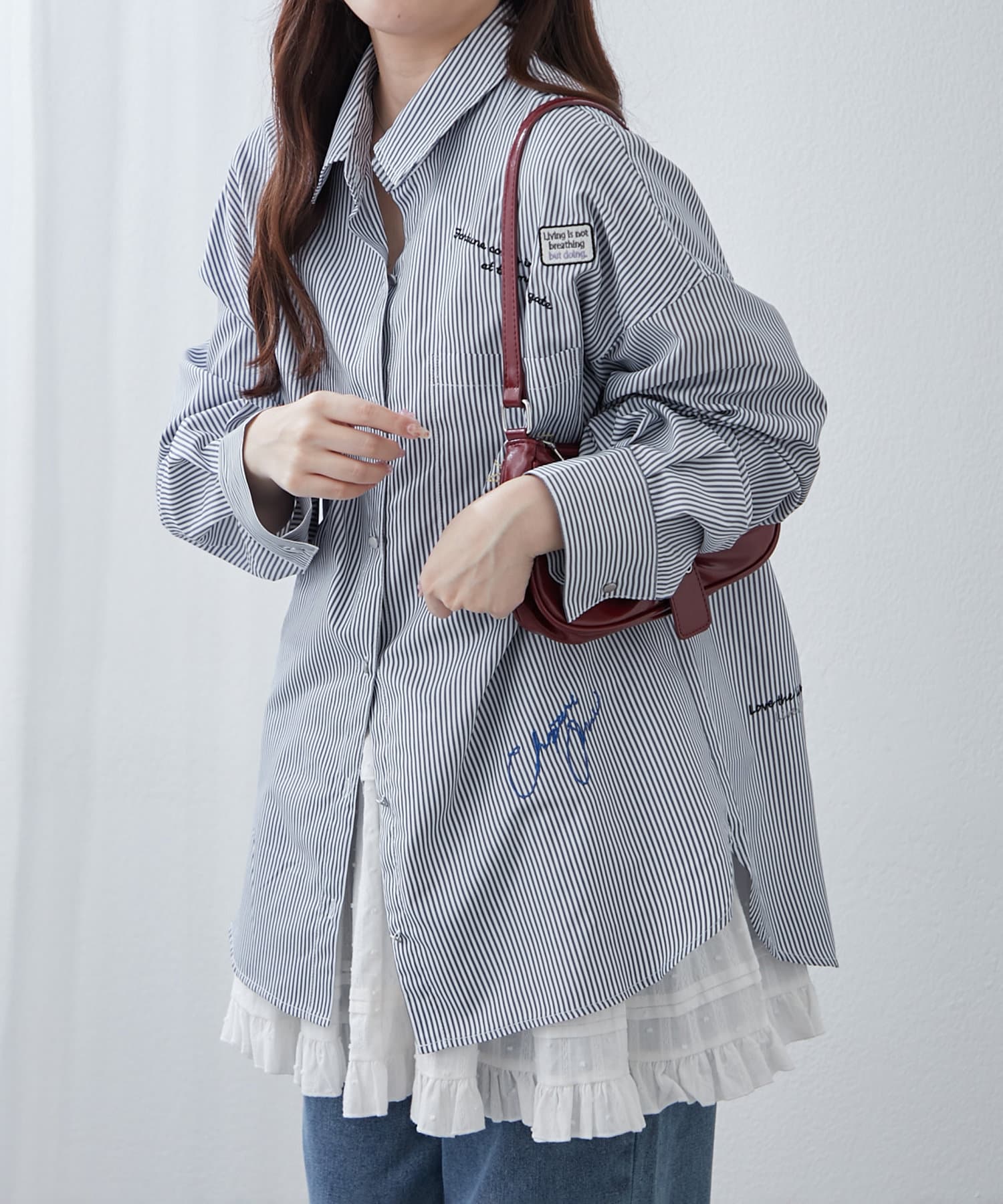 【2025　ANOTHER BRANCH OLIVE des OLIVE】■デザイン・刺繍が散りばめられたポップなシャツ・春らしいカラー展開で明るいコーデにしてくれます・ゆるっとオーバーなサイズ感が体
