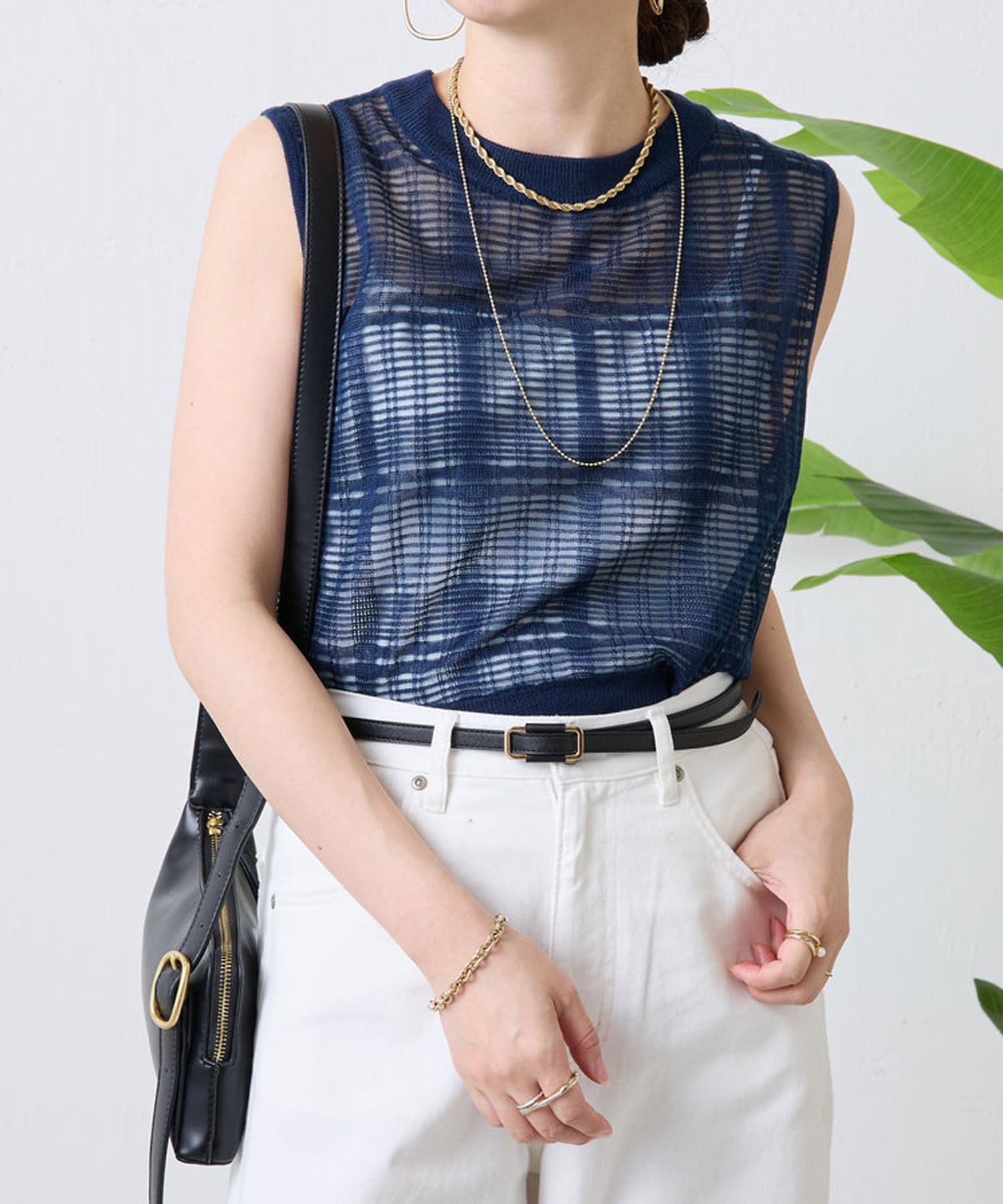 Jena　espace merveilleux(ジェナ　エスパスメルヴェイユ) シアーチェックノースリニット