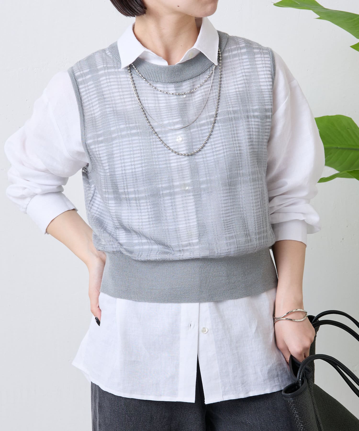 Jena　espace merveilleux(ジェナ　エスパスメルヴェイユ) シアーチェックノースリニット