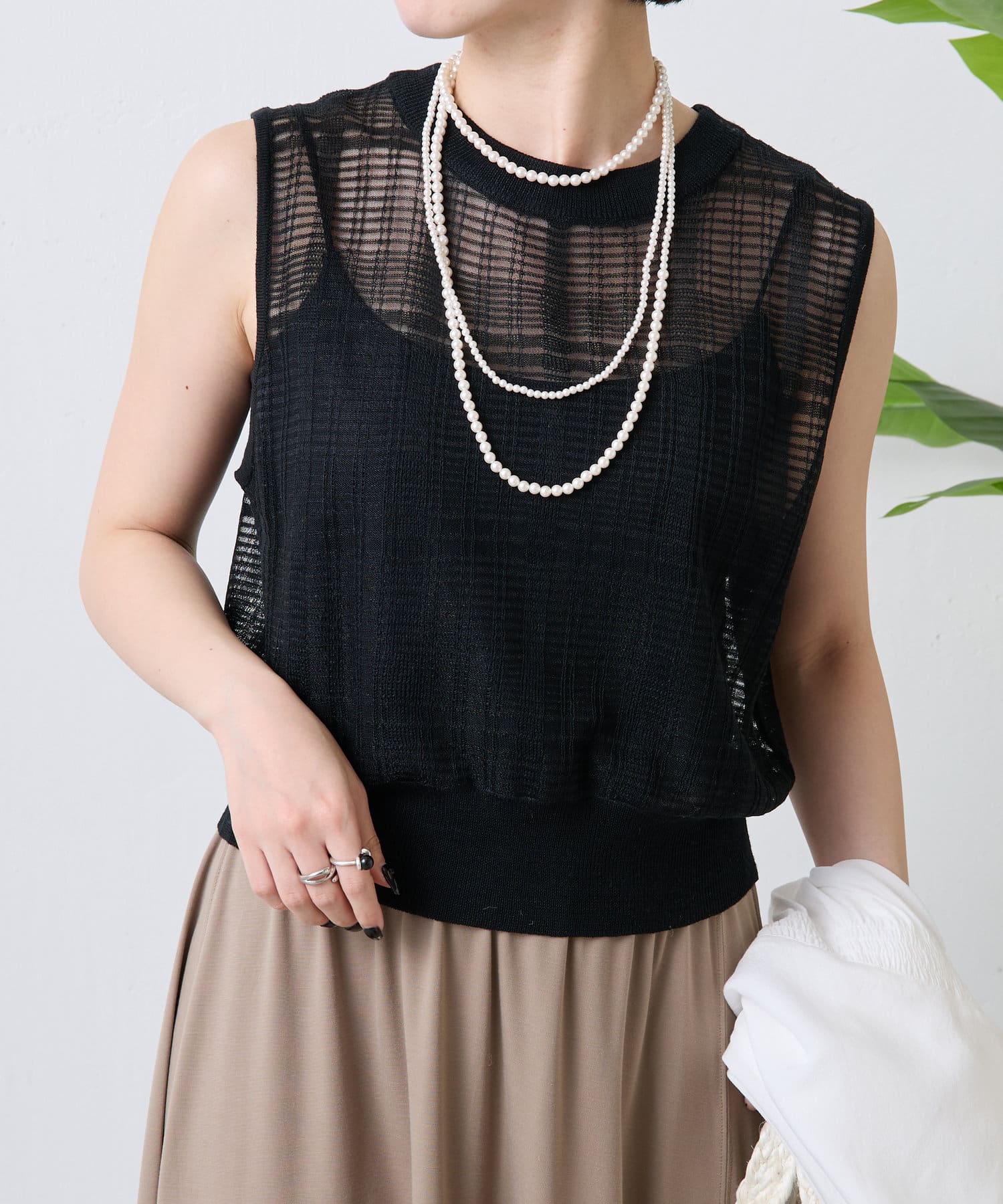 Jena　espace merveilleux(ジェナ　エスパスメルヴェイユ) シアーチェックノースリニット