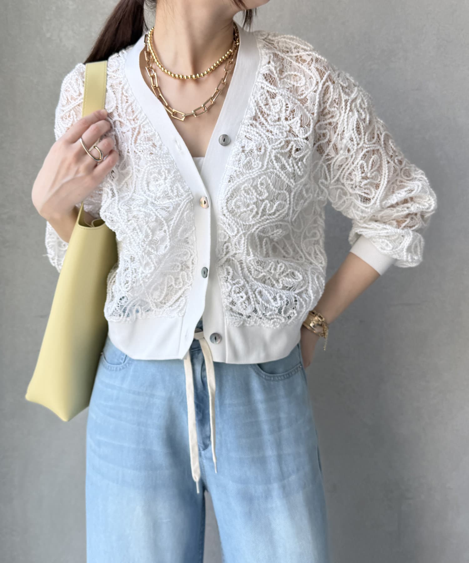 DOUDOU(ドゥドゥ) 【WEB限定】コード刺繍レースカーディガン