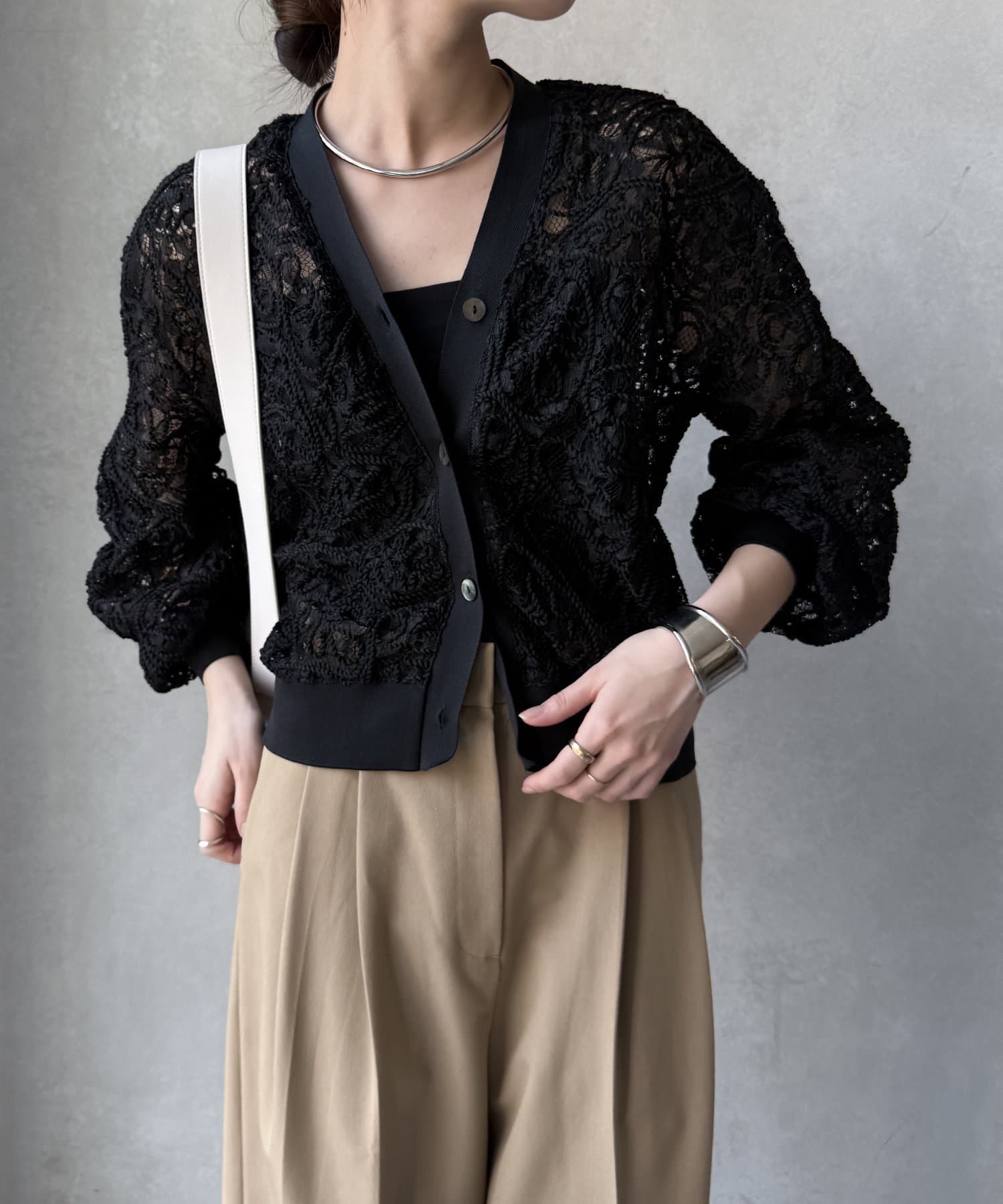 DOUDOU(ドゥドゥ) 【WEB限定】コード刺繍レースカーディガン