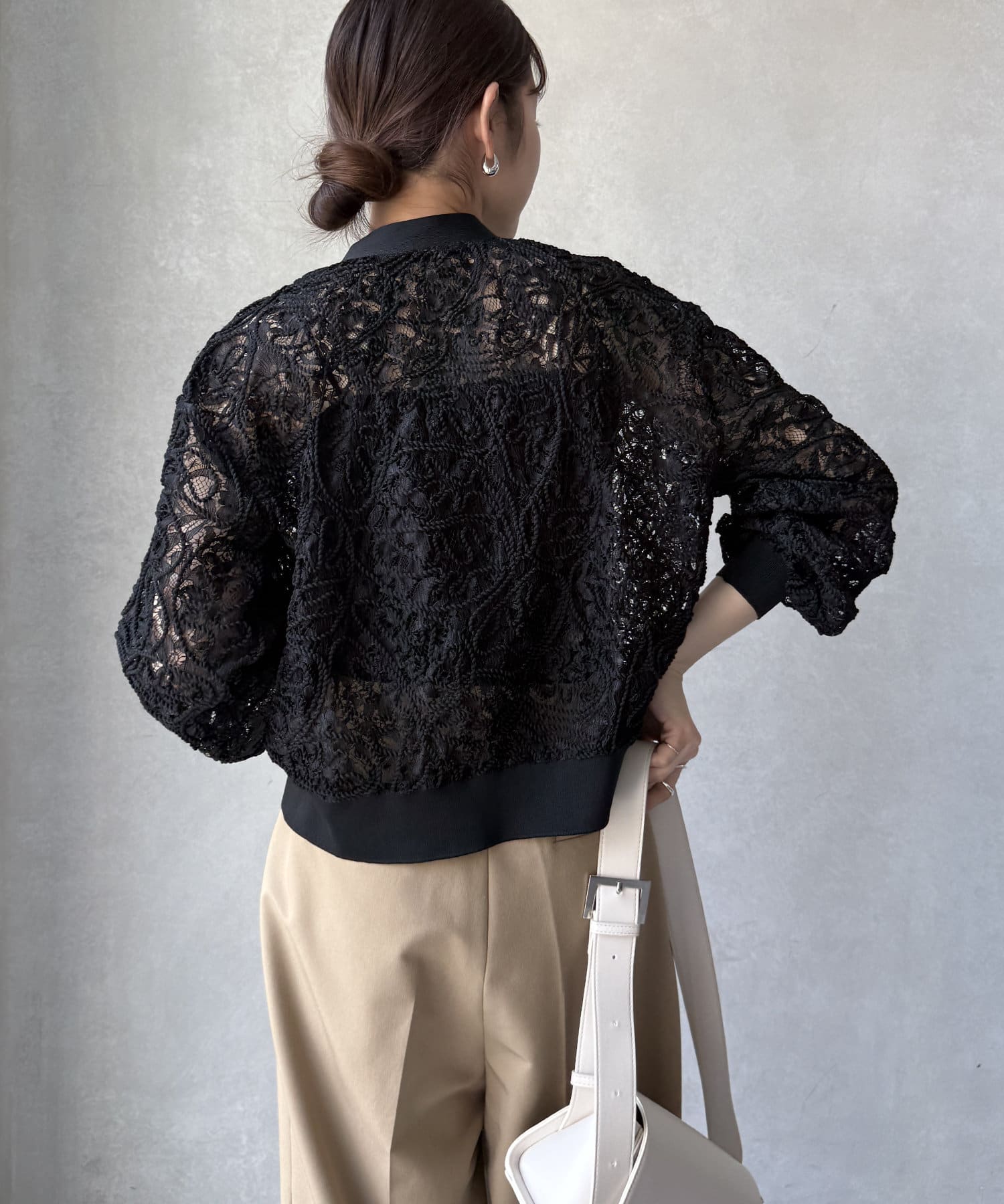 DOUDOU(ドゥドゥ) 【WEB限定】コード刺繍レースカーディガン