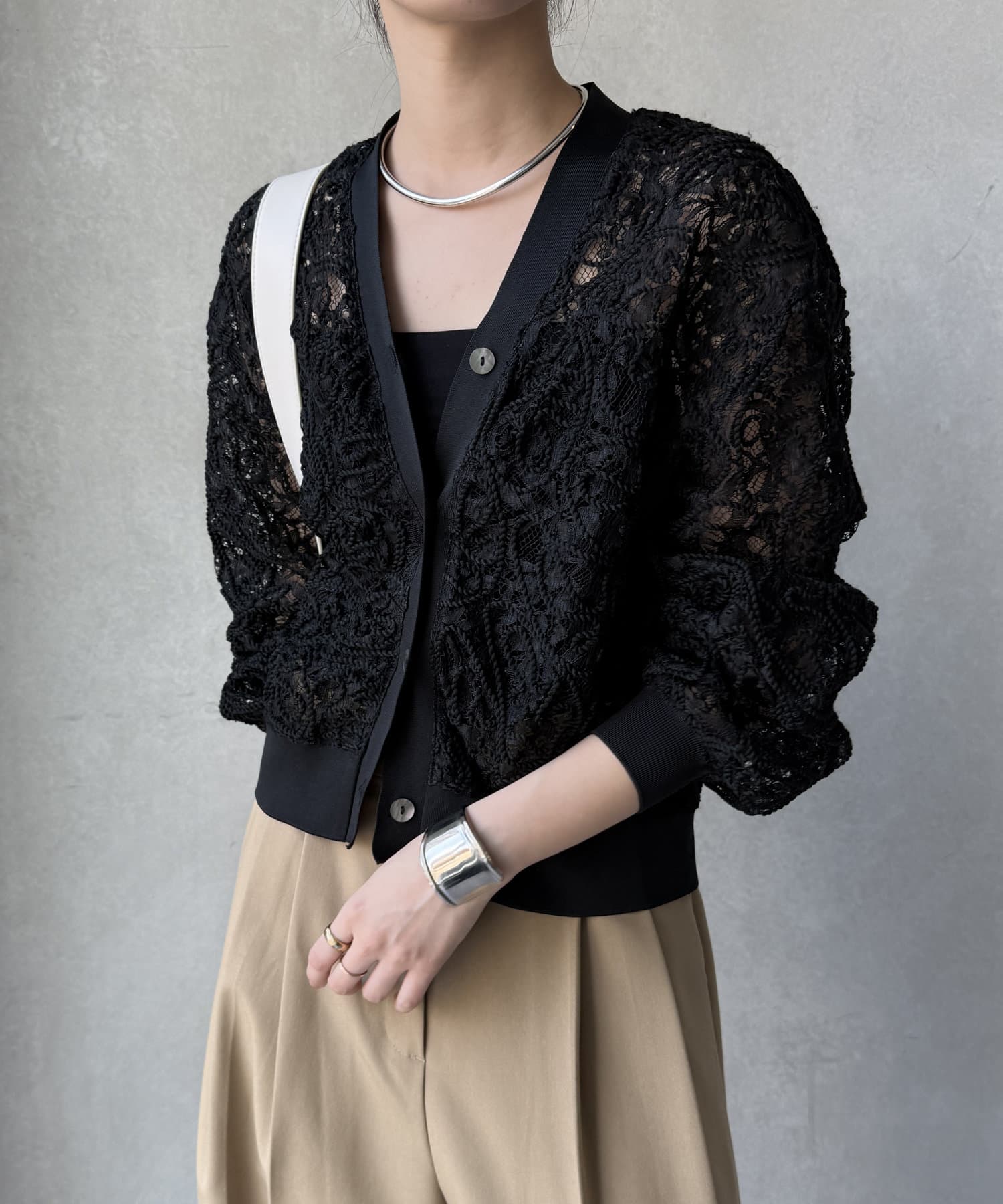 DOUDOU(ドゥドゥ) 【WEB限定】コード刺繍レースカーディガン