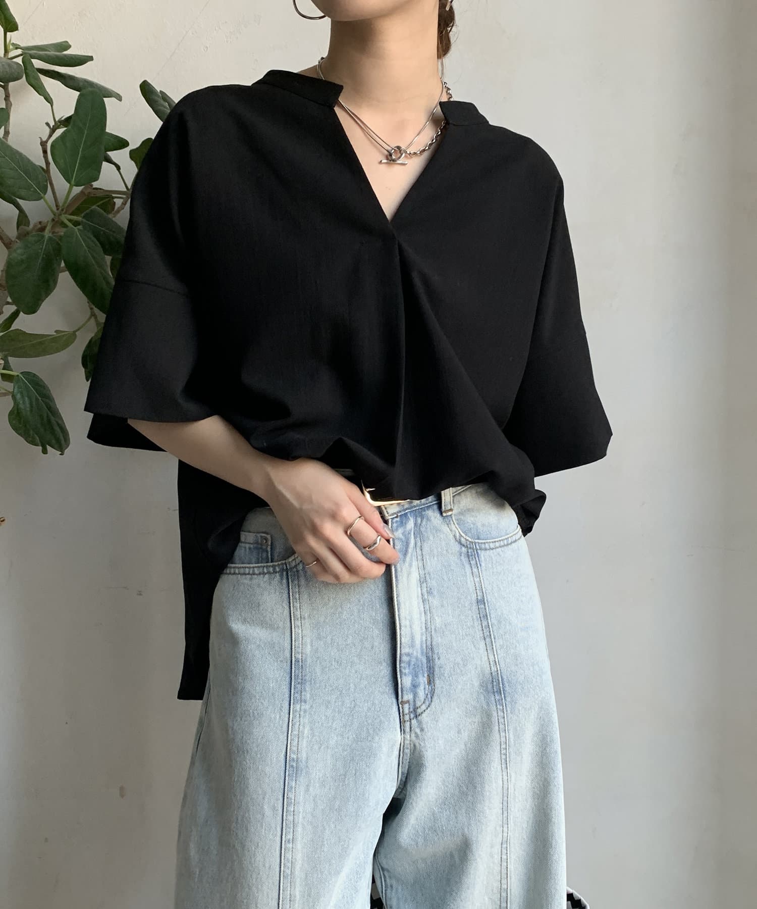 DOUDOU(ドゥドゥ) 【WEB限定/完売カラー再追加！】シルバーモチーフスキッパーブラウス