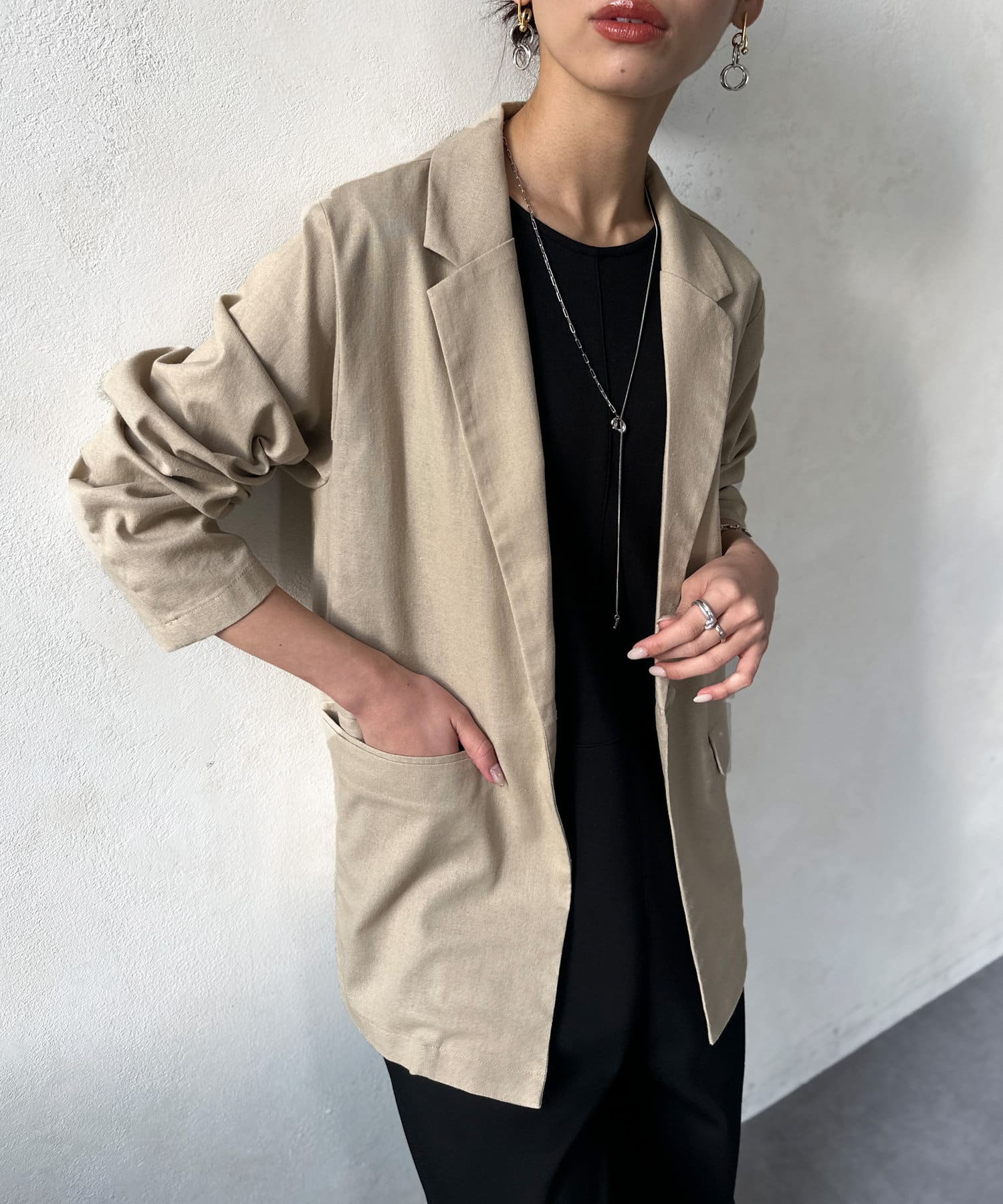 ペールジュート リネンジャケット Pale Jute Linen shirt jacket - Pale Jute