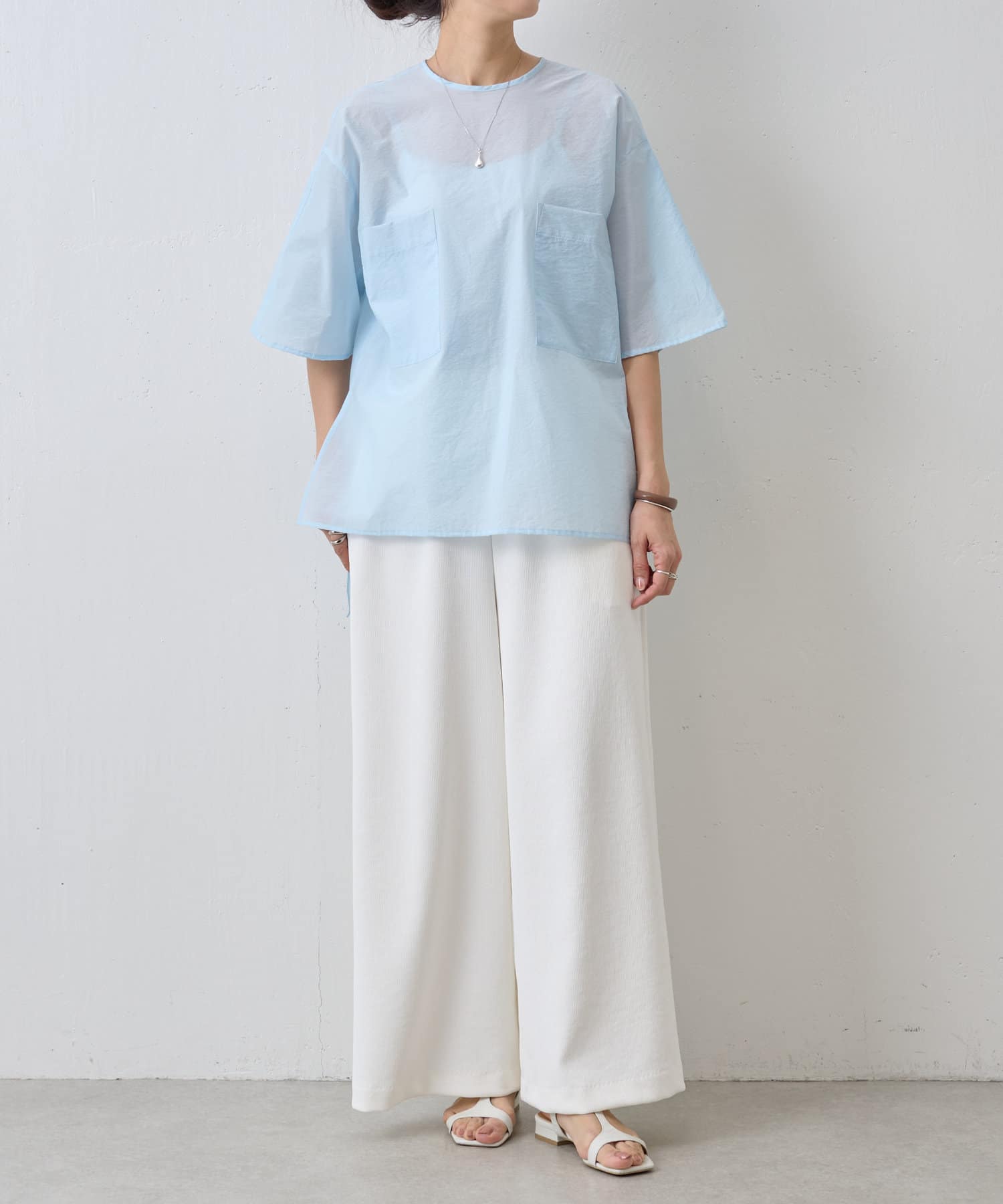 BEARDSLEYビアズリー薄手白シャツフリーサイズ　Ｖネック　プルオーバー BEARDSLEY｜半袖サラッとプルオーバー | Rakuten Fashion(楽天