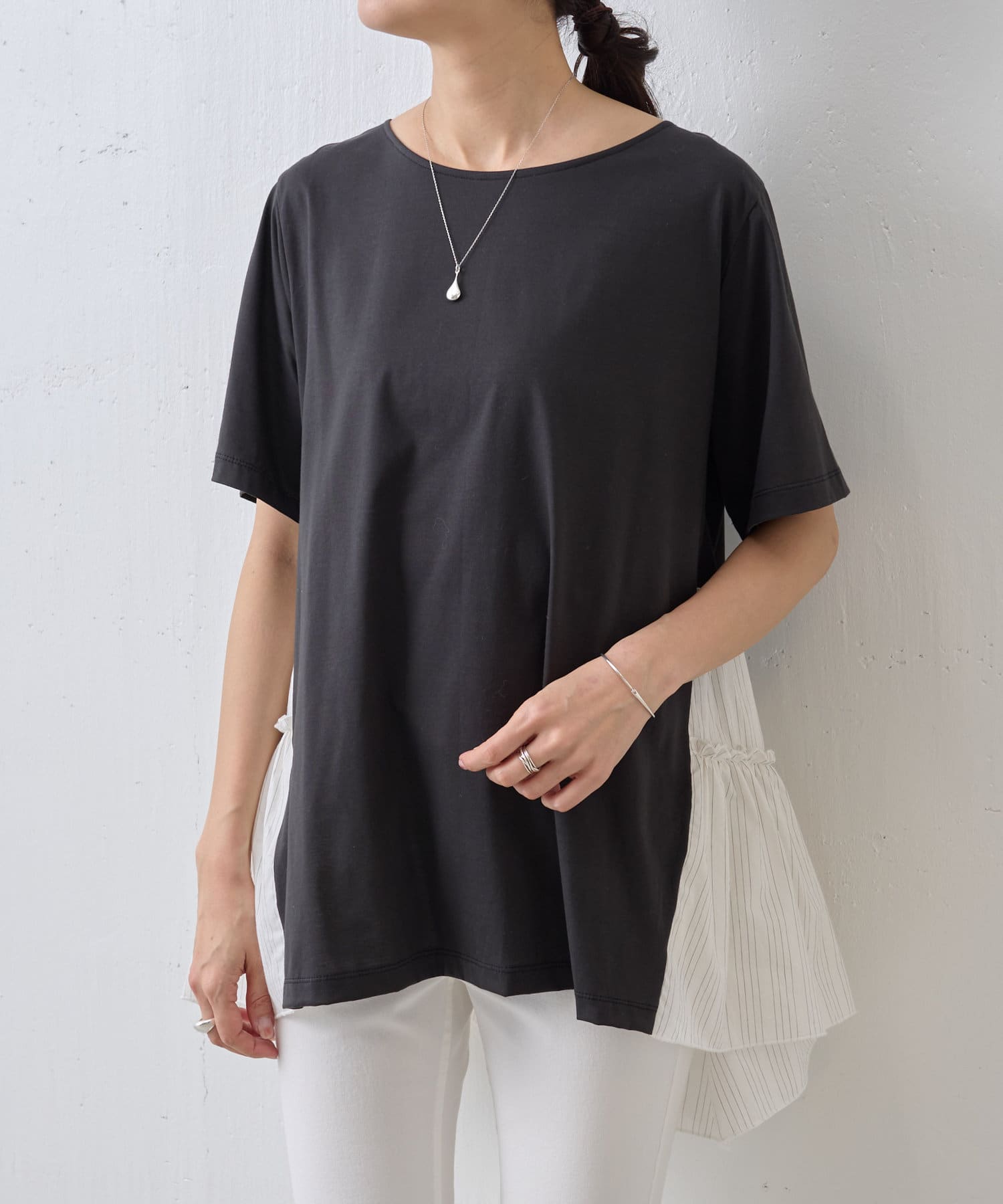 【ビアズリー】マルウェーブギャザーコンビTee マルウェーブギャザーコンビTee | BEARDSLEY(ビアズリー