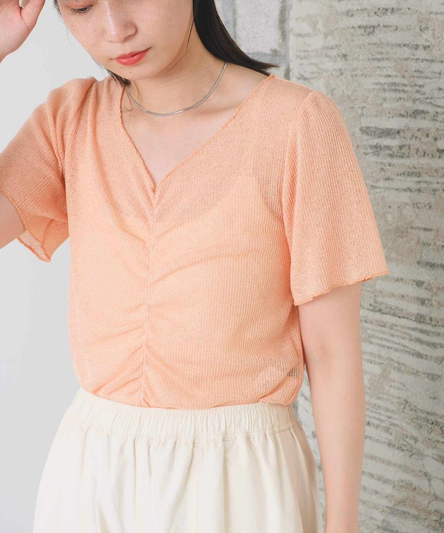 OUTLET(アウトレット) 【Kastane】シャーリング半袖Tee