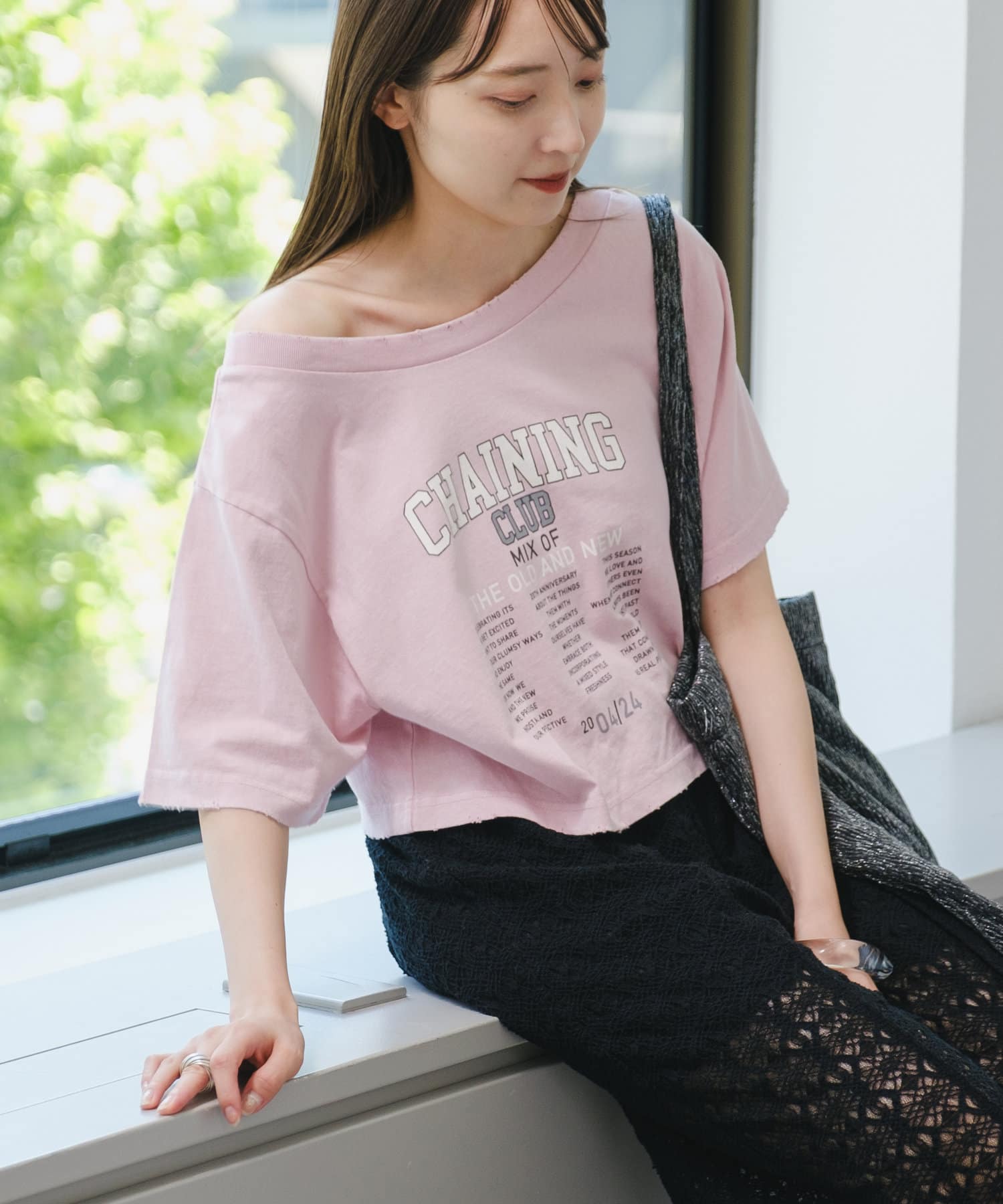 OUTLET(アウトレット) 【Kastane】オフショルピグメントロゴTEE